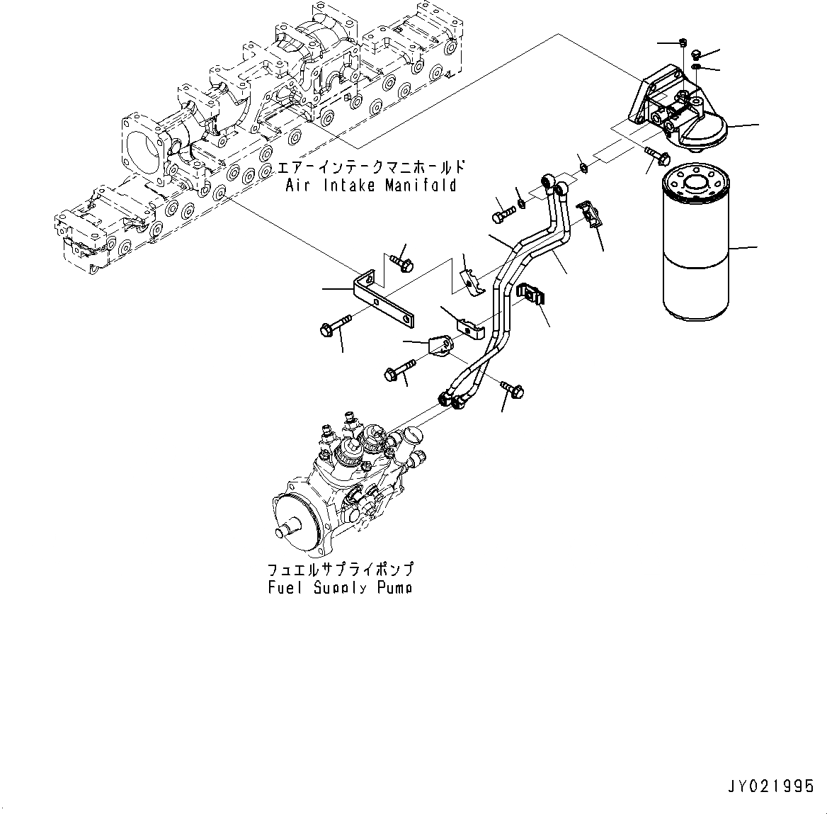 Схема запчастей Komatsu SAA6D125E-5CR - ТОПЛИВН. ФИЛЬТР. И ТРУБЫ (№-) ТОПЛИВН. ФИЛЬТР. И ТРУБЫ
