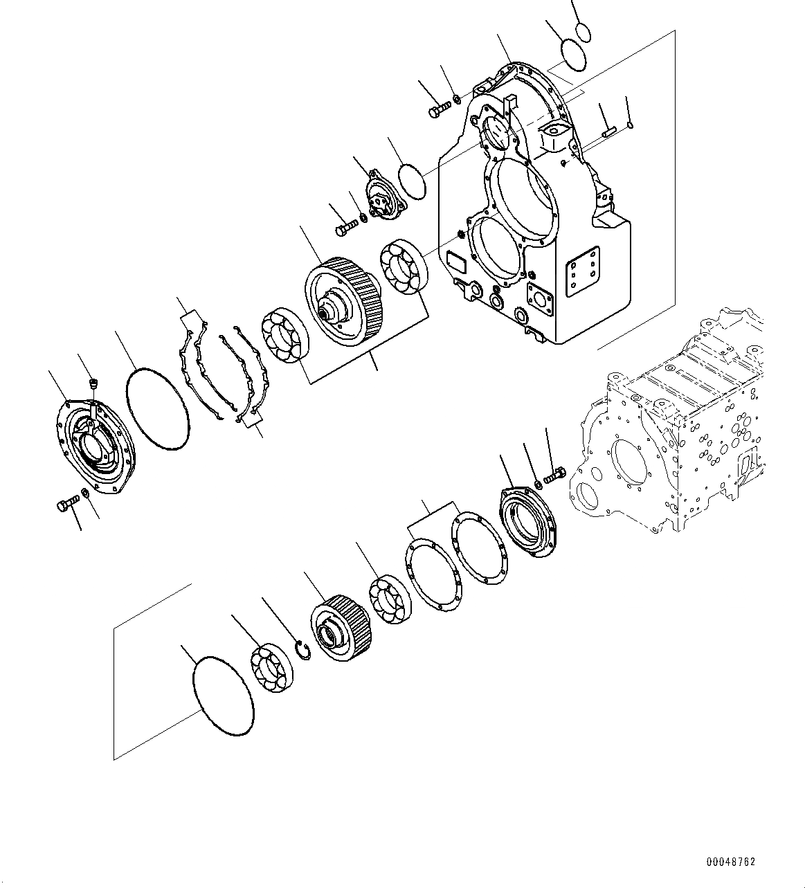 Схема запчастей Komatsu WA500-6 - ГИДРОТРАНСФОРМАТОР И ТРАНСМИССИЯ, КОРПУС ПЕРЕДАЧИ (/) (№79-(87)) ГИДРОТРАНСФОРМАТОР И ТРАНСМИССИЯ, БЛОКИР.UP ТИП, С ЭКСТРЕНН. УПРАВЛ., АВТОМАТИЧ. УПРАВЛ-Е ТИП