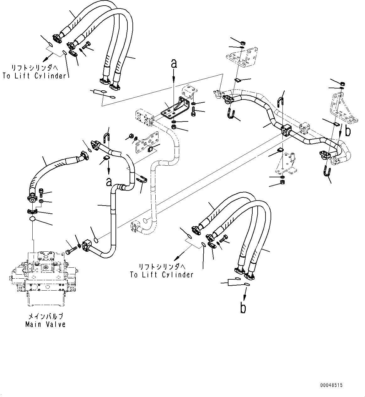 Схема запчастей Komatsu WA500-6 - ГИДРОЛИНИЯ, ГИДРОЦИЛИНДР ПОДЪЕМА ТРУБЫ (/) (№79-) ГИДРОЛИНИЯ, С 2-Х СЕКЦИОНН. УПРАВЛЯЮЩ. КЛАПАН, БЕЗ ECSS