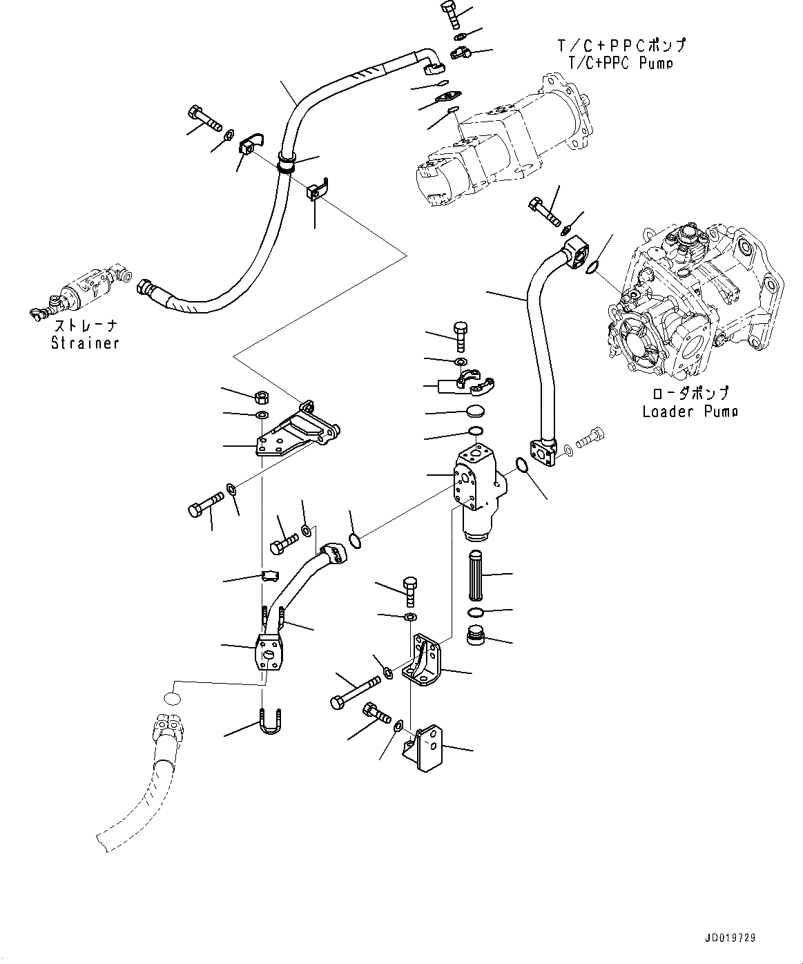 Схема запчастей Komatsu WA500-6 - ГИДРОЛИНИЯ, ПОДАЮЩ. ТРУБЫ, ЗАДН. (№79-) ГИДРОЛИНИЯ, С 2-Х СЕКЦИОНН. УПРАВЛЯЮЩ. КЛАПАН, ПРОХОДНОЙ ФИЛЬТР