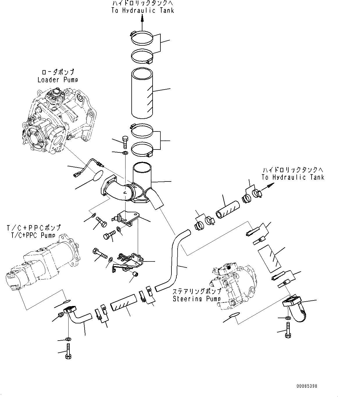 Схема запчастей Komatsu WA500-6 - ГИДРОЛИНИЯ, ВСАСЫВ. ТРУБЫ (/) (№79-) ГИДРОЛИНИЯ, С 3-Х СЕКЦ. КОНТР. КЛАПАНОМ, ТОРМОЗ. МАСЛ. СИСТЕМА ОХЛАЖДЕНИЯ, ПРОХОДНОЙ ФИЛЬТР