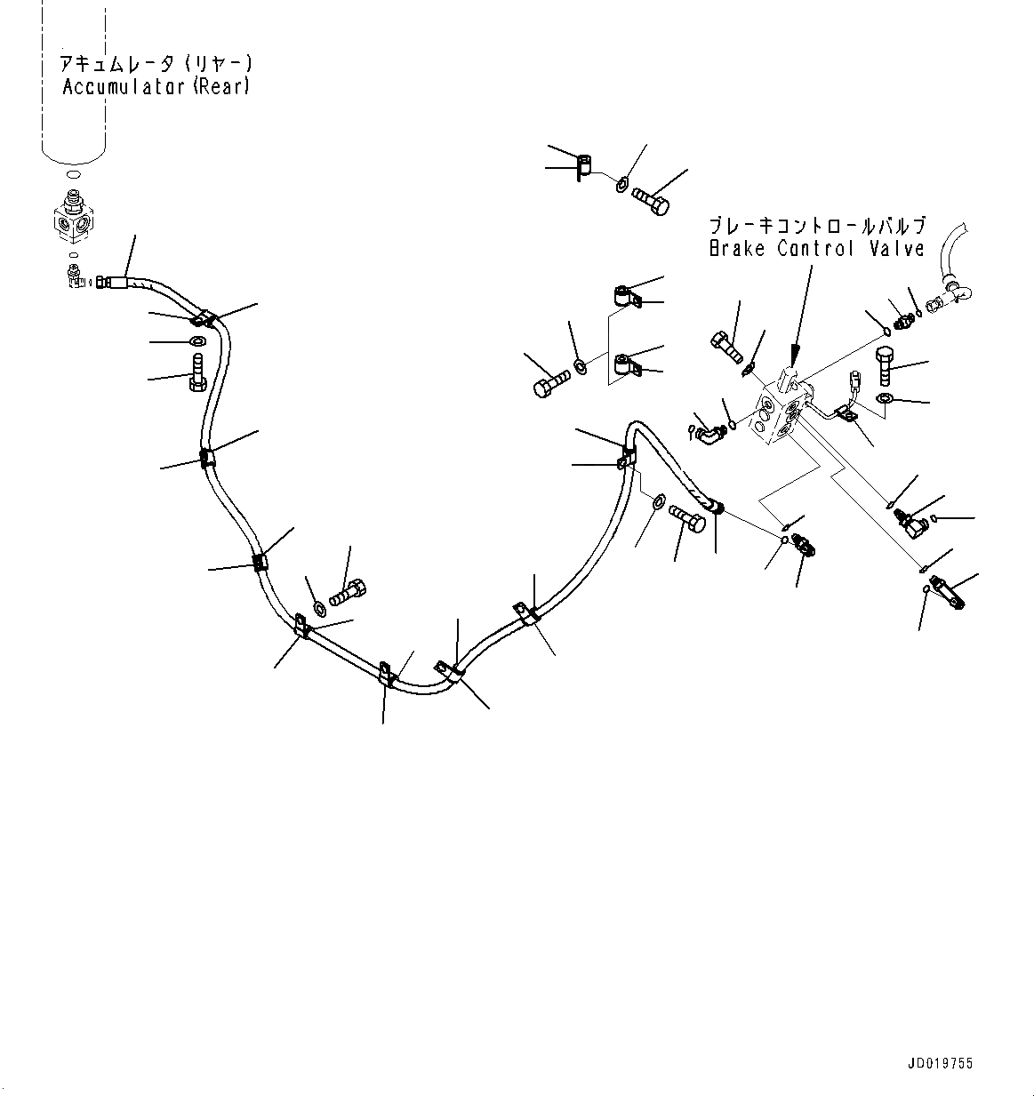 Схема запчастей Komatsu WA500-6 - ТОРМОЗНАЯ ГИДРОЛИНИЯ, ГИДРОЛИНИЯ СТОЯНОЧНОГО ТОРМОЗА (/) (№79-) ТОРМОЗНАЯ ГИДРОЛИНИЯ, БЕЗ ТОРМОЗ. МАСЛ. СИСТЕМА ОХЛАЖДЕНИЯ
