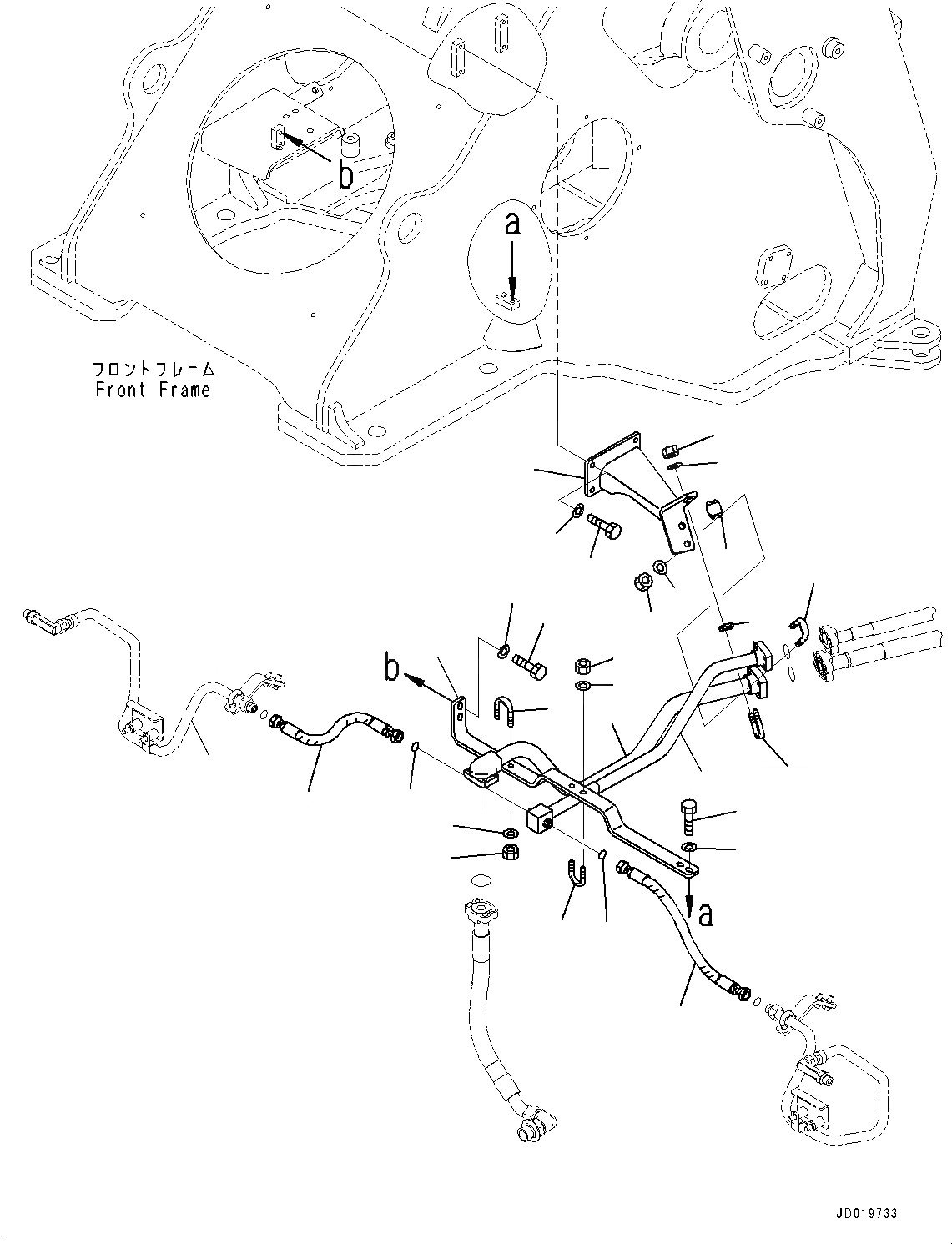 Схема запчастей Komatsu WA500-6 - ТОРМОЗНАЯ ГИДРОЛИНИЯ, ЛИНИЯ ОХЛАЖДЕНИЯ, ПЕРЕДНИЙ МОСТ (/) (№79-) ТОРМОЗНАЯ ГИДРОЛИНИЯ, С ТОРМОЗ. МАСЛ. СИСТЕМА ОХЛАЖДЕНИЯ