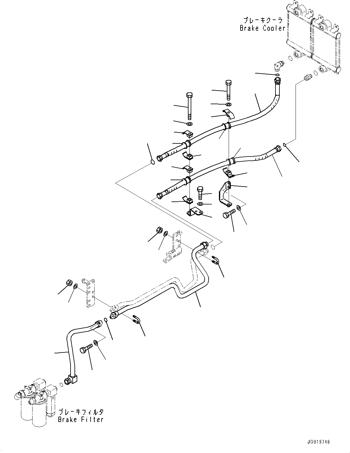 Схема запчастей Komatsu WA500-6 - ТОРМОЗНАЯ ГИДРОЛИНИЯ, ЛИНИЯ ОХЛАЖДЕНИЯ, ЗАДН., PPC НАСОС (/) (№79-) ТОРМОЗНАЯ ГИДРОЛИНИЯ, С ТОРМОЗ. МАСЛ. СИСТЕМА ОХЛАЖДЕНИЯ