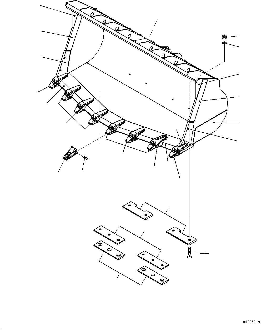 Схема запчастей Komatsu WA500-6 - V-ОБРАЗН ROCK КОВШ (№79-) V-ОБРАЗН ROCK КОВШ, .M, MM ШИР., TIP TOOTH