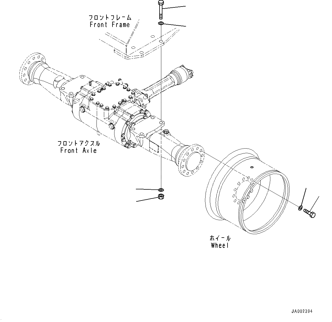 Схема запчастей Komatsu WA150PZ-6 - ПЕРЕДНИЙ МОСТ, ЭЛЕМЕНТЫ КРЕПЛЕНИЯ (№8-) ПЕРЕДНИЙ МОСТ, БЕЗ САМОБЛОКИР. ДИФФЕРЕНЦ.