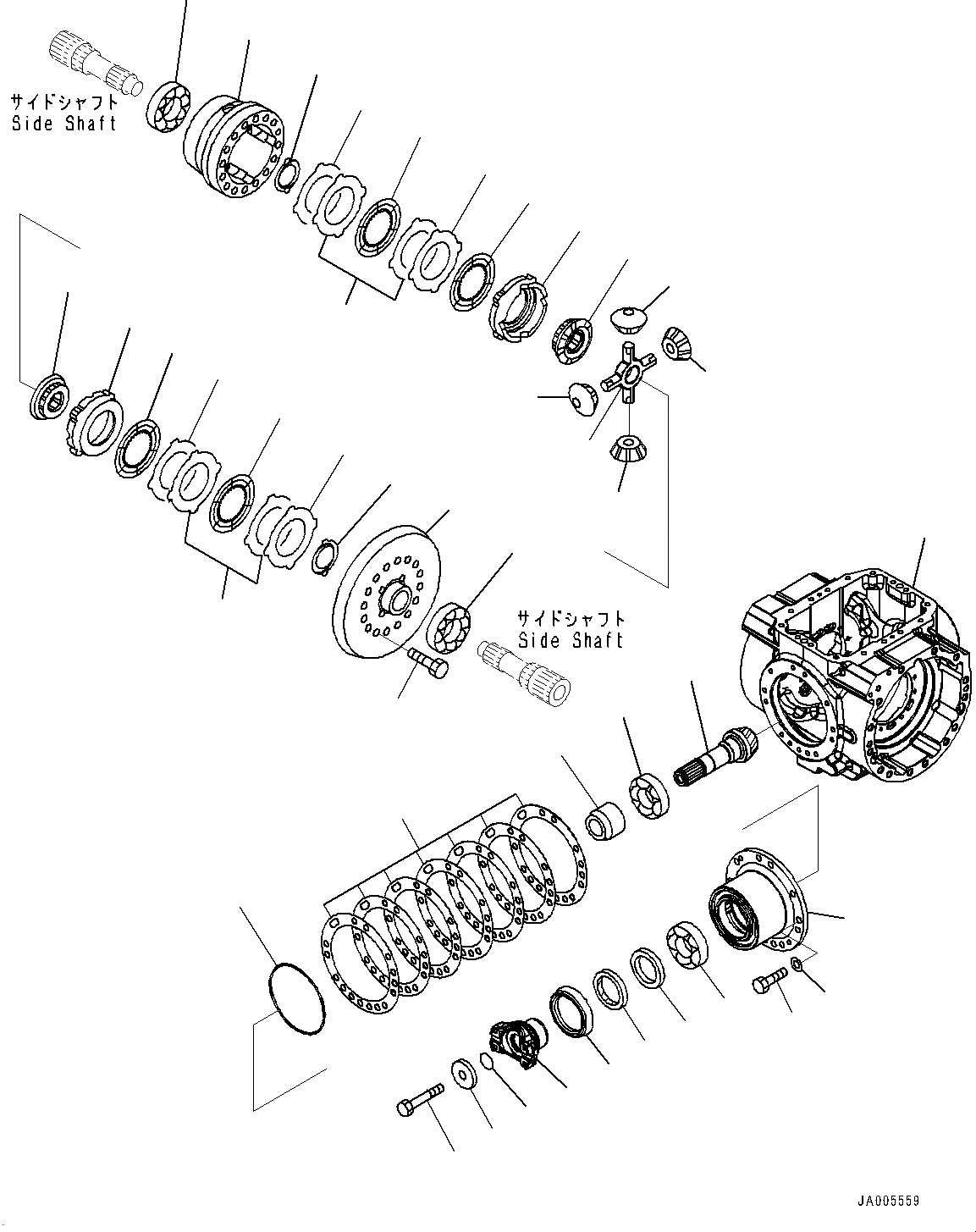 Схема запчастей Komatsu WA150PZ-6 - ЗАДН. МОСТ, ДИФФЕРЕНЦ., ШЕСТЕРНЯ И КОЖУХ (№8-) ЗАДН. МОСТ, С САМОБЛОКИР. ДИФФЕРЕНЦ.