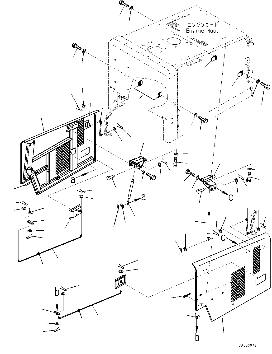 Схема запчастей Komatsu WA150PZ-6 - КАПОТ, ДВЕРЬ (№8-8) КАПОТ