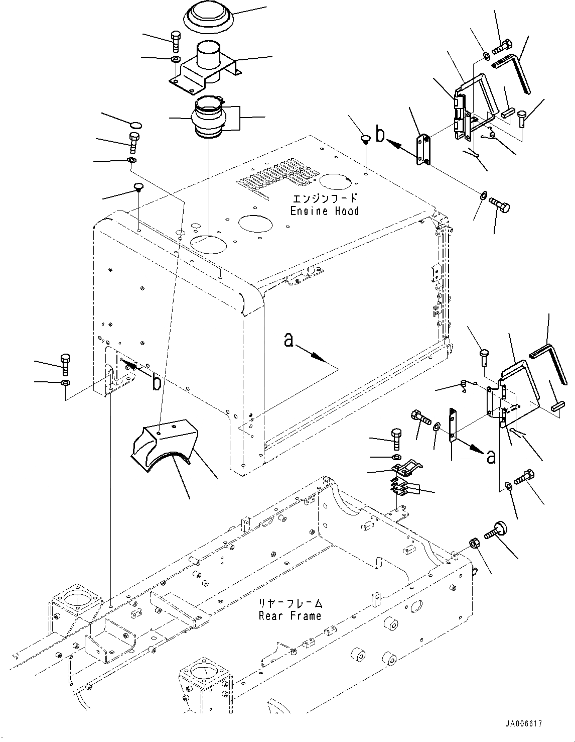 Схема запчастей Komatsu WA150PZ-6 - КАПОТ, КРЫШКА(№87-) КАПОТ