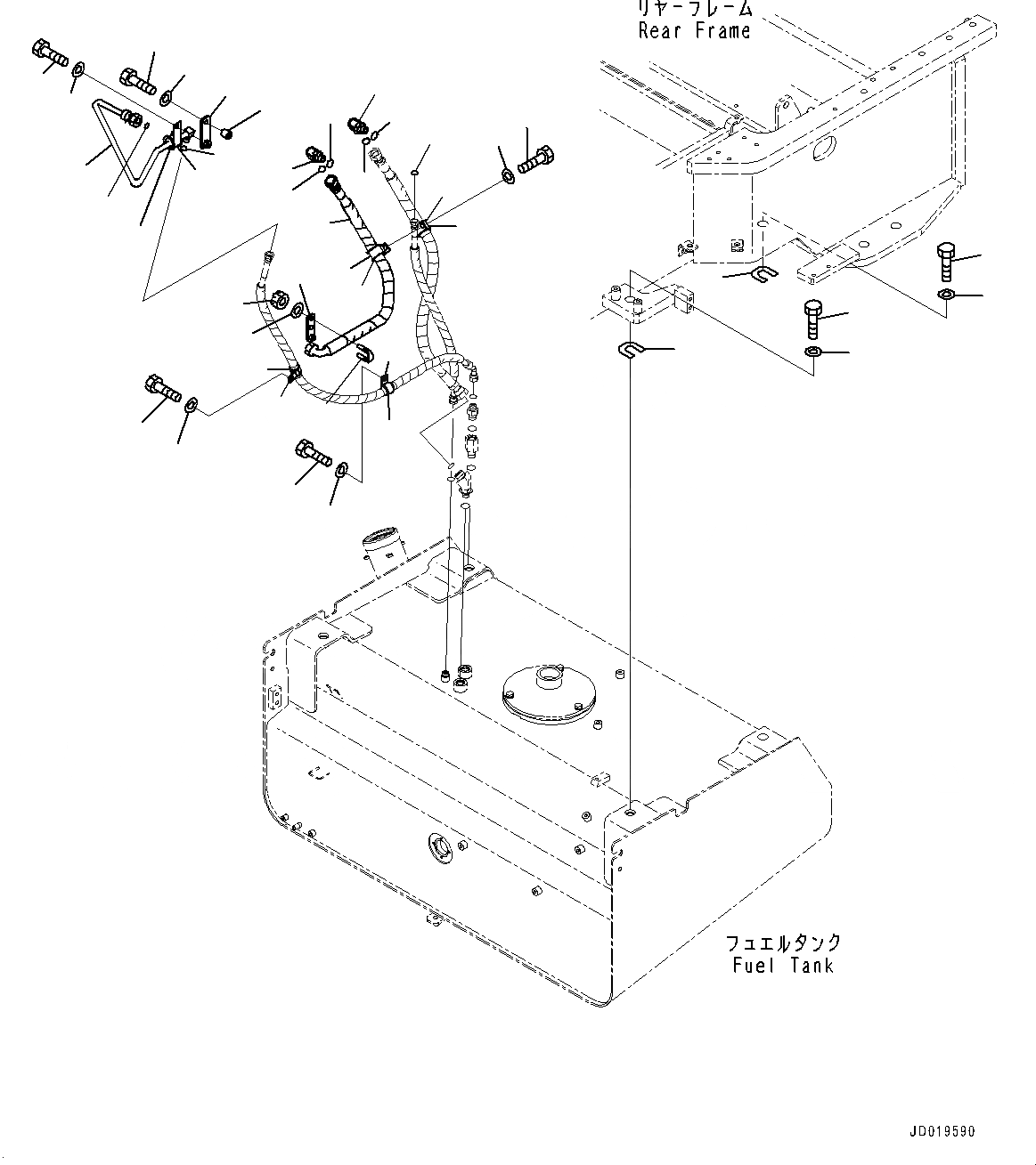 Схема запчастей Komatsu WA500-6 - ТОПЛИВН. БАК., КРЕПЛЕНИЕ (№79-) ТОПЛИВН. БАК., С ТОПЛИВН. БЫСТР. ЗАПРАВ. СИСТЕМА