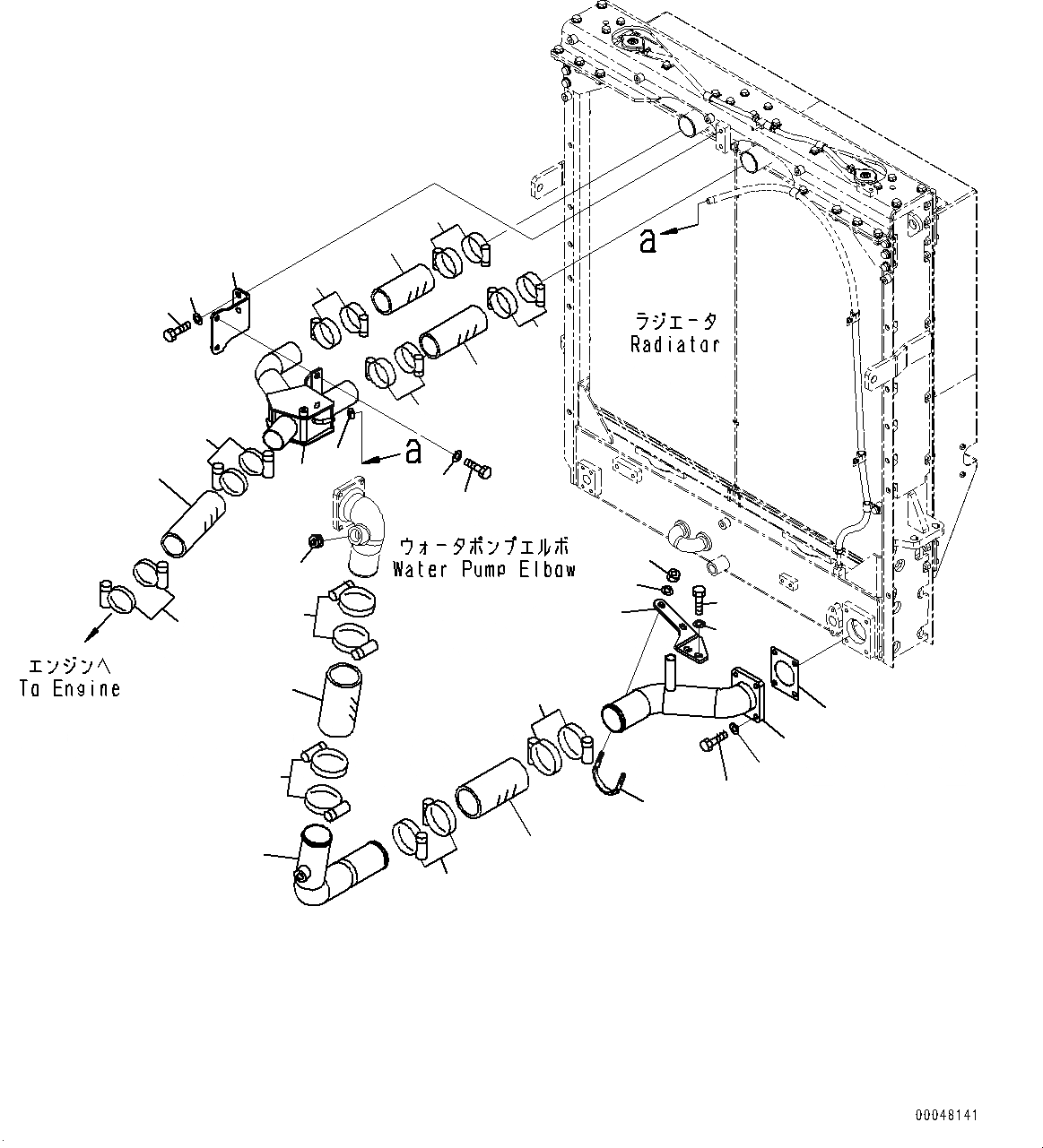 Схема запчастей Komatsu WA500-6 - РАДИАТОР, СИСТЕМА ТРУБ РАДИАТОРА (/) (№79-9) РАДИАТОР, С КОНДИЦИОНЕРОМ