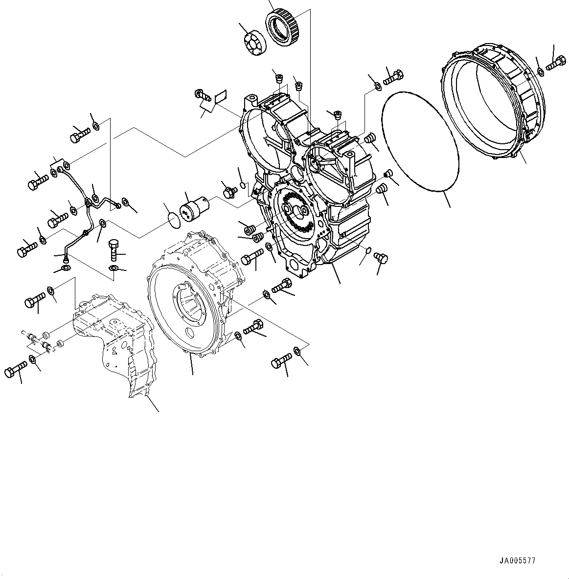 Схема запчастей Komatsu WA500-6 - ГИДРОТРАНСФОРМАТОР И ТРАНСМИССИЯ, КОРПУС ГИДРОТРАНСФОРМАТОРА (/) (№79-) ГИДРОТРАНСФОРМАТОР И ТРАНСМИССИЯ, С ЭКСТРЕНН. УПРАВЛ., АВТОМАТИЧ. УПРАВЛ-Е ТИП
