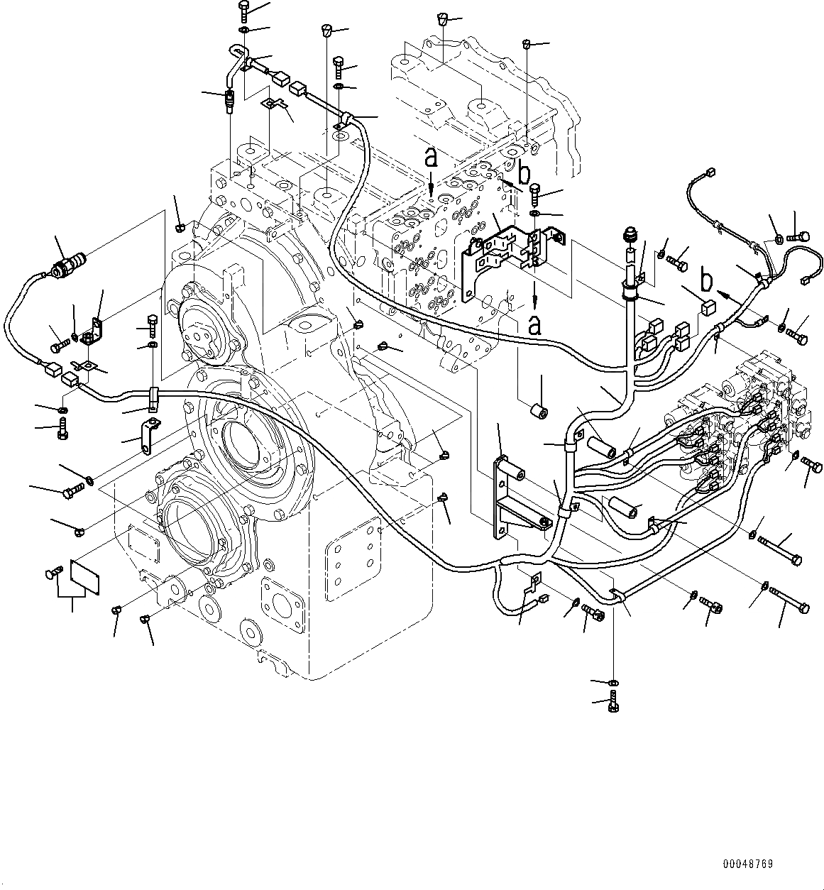 Схема запчастей Komatsu WA500-6 - ГИДРОТРАНСФОРМАТОР И ТРАНСМИССИЯ, ПРОВОДКА ГИДРОТРАНСФОРМАТОР И ТРАНСМИССИЯ, БЕЗ ЭКСТРЕНН. РУЛЕВ. УПРАВЛЕНИЕ, АВТОМАТИЧ. УПРАВЛ-Е ТИП