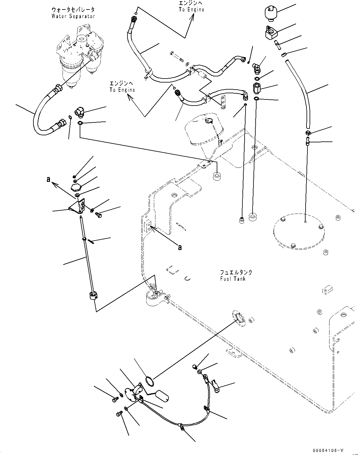 Схема запчастей Komatsu WA500-6R - ТОПЛИВН. БАК., ТОПЛИВОПРОВОД. (№-) ТОПЛИВН. БАК., БЕЗ ТОПЛИВН. БЫСТР. ЗАПРАВ. СИСТЕМА