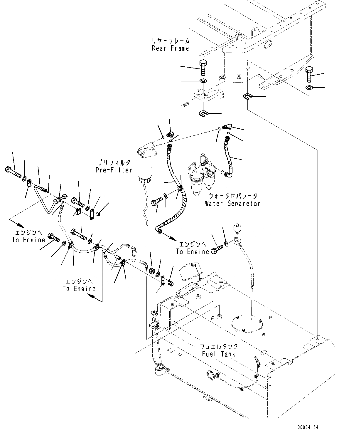 Схема запчастей Komatsu WA500-6R - ТОПЛИВН. БАК., КРЕПЛЕНИЕ (№-) ТОПЛИВН. БАК., БЕЗ ТОПЛИВН. БЫСТР. ЗАПРАВ. СИСТЕМА