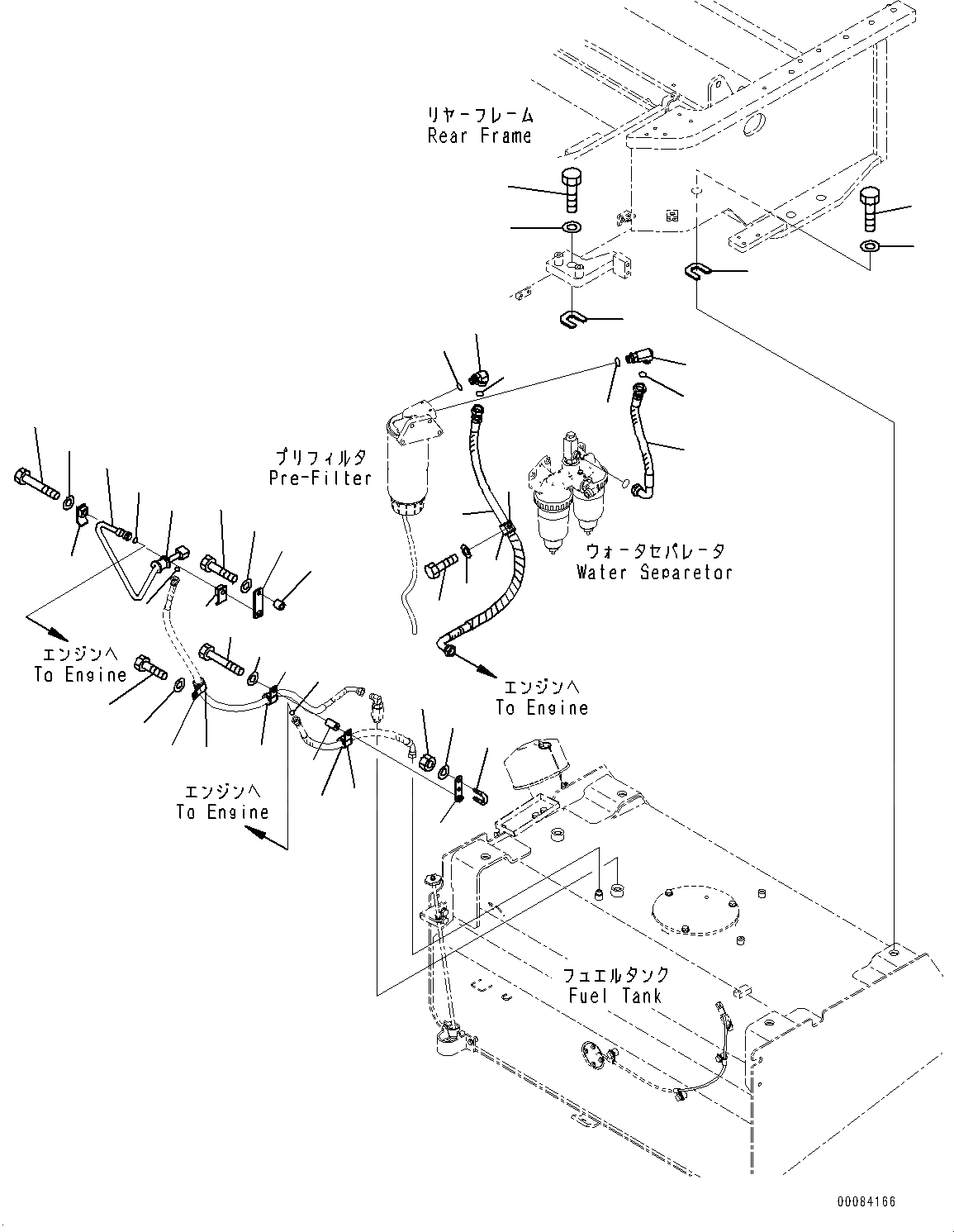 Схема запчастей Komatsu WA500-6R - ТОПЛИВН. БАК., КРЕПЛЕНИЕ (№-) ТОПЛИВН. БАК., С ТОПЛИВН. БЫСТР. ЗАПРАВ. СИСТЕМА