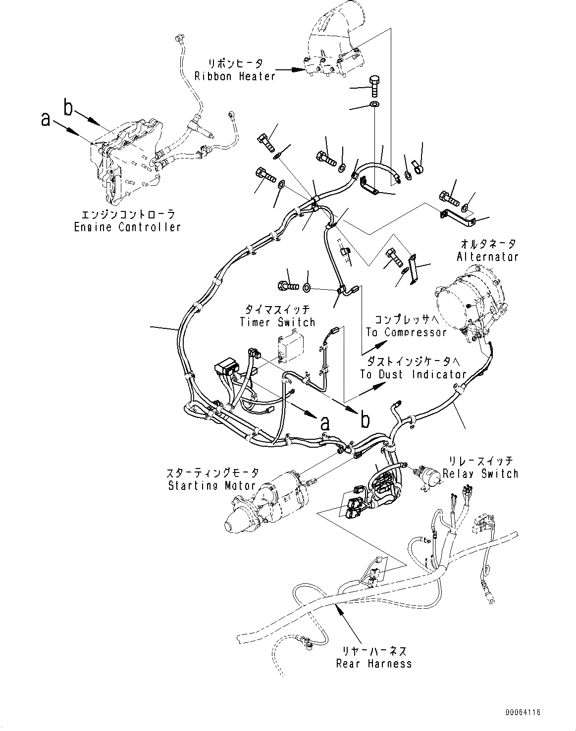 Схема запчастей Komatsu WA500-6R - ЗАДН. ПРОВОДКА, ДВИГАТЕЛЬ ПРОВОДКА (№-) ЗАДН. ПРОВОДКА