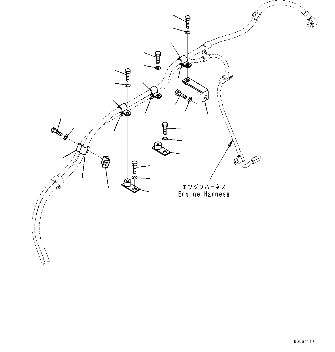 Схема запчастей Komatsu WA500-6R - ЗАДН. ПРОВОДКА, ПРОВОДКА КРЕПЛЕНИЕ, ДВИГАТЕЛЬ (/) (№-) ЗАДН. ПРОВОДКА