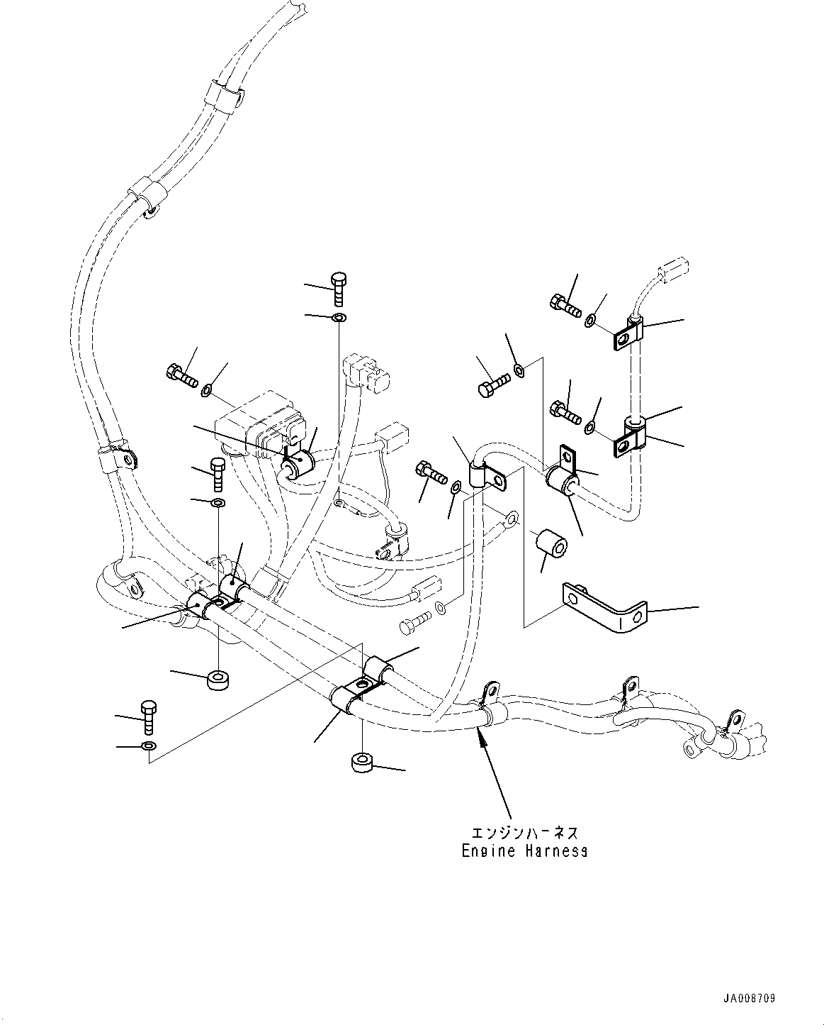 Схема запчастей Komatsu WA500-6R - ЗАДН. ПРОВОДКА, ПРОВОДКА КРЕПЛЕНИЕ, ДВИГАТЕЛЬ (/) (№-) ЗАДН. ПРОВОДКА