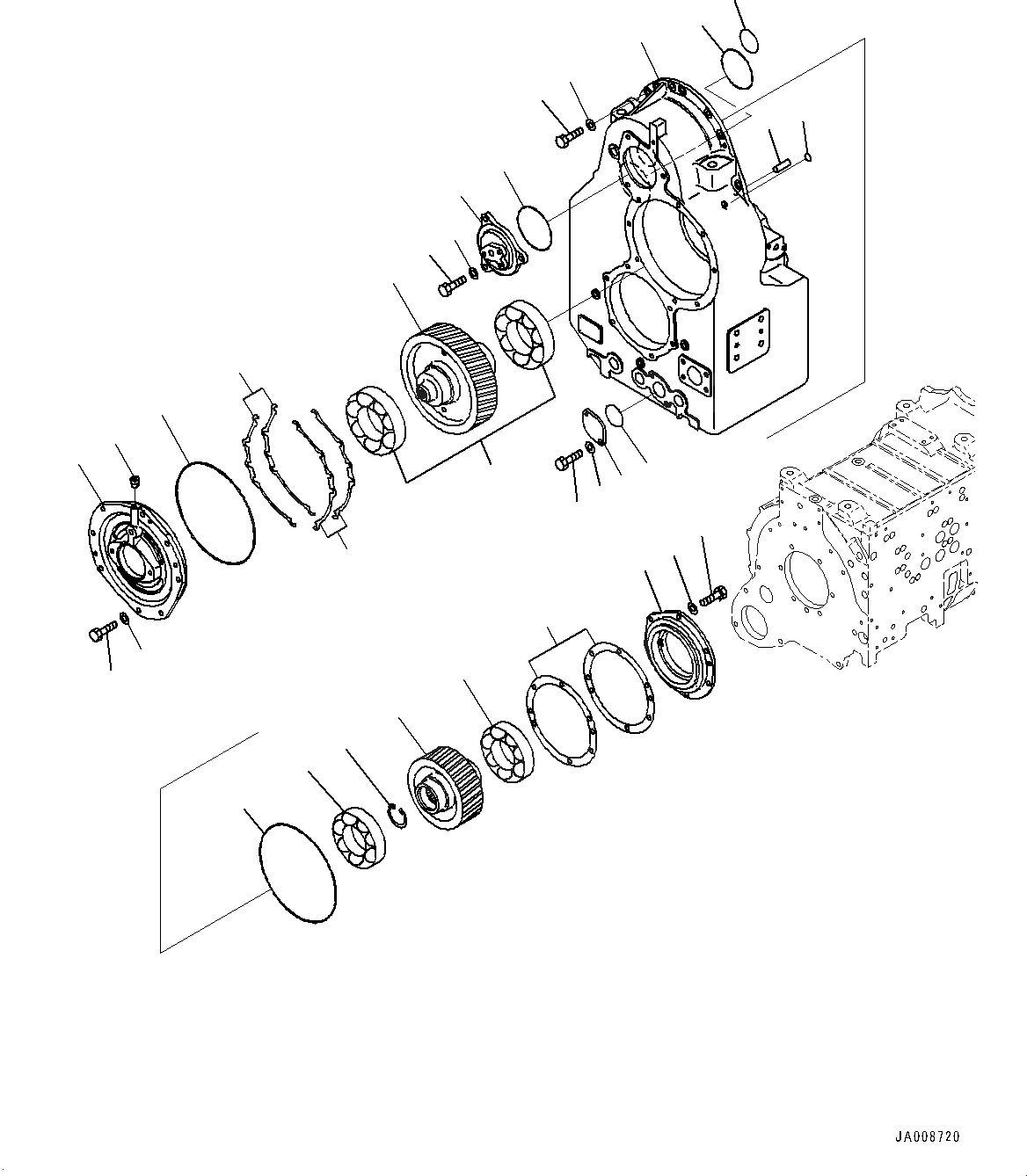 Схема запчастей Komatsu WA500-6R - ГИДРОТРАНСФОРМАТОР И ТРАНСМИССИЯ, КОРПУС ПЕРЕДАЧИ (/) (№(87)-) ГИДРОТРАНСФОРМАТОР И ТРАНСМИССИЯ, С ЭКСТРЕНН. УПРАВЛ., АВТОМАТИЧ. УПРАВЛ-Е ТИП