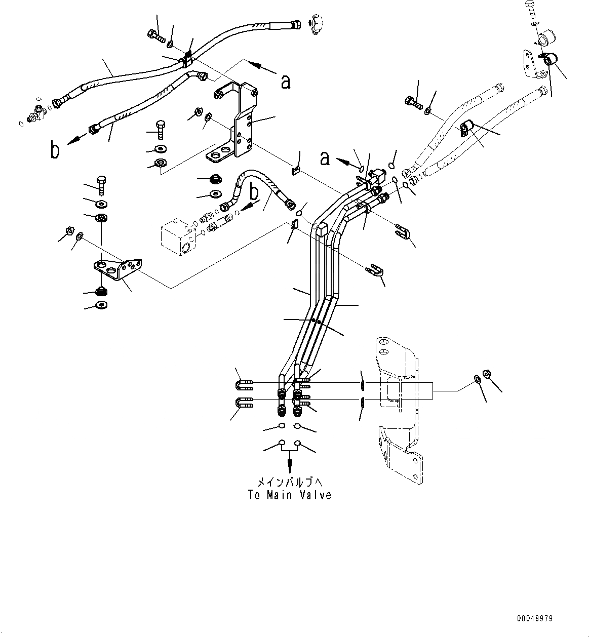 Схема запчастей Komatsu WA500-6R - ГИДРОЛИНИЯ, ГЛАВН. ТРУБЫ, ПОГРУЗ. НАСОС - УПРАВЛЯЮЩ. КЛАПАН (/) (№-) ГИДРОЛИНИЯ, С 3-Х СЕКЦ. КОНТР. КЛАПАНОМ, ТОРМОЗ. МАСЛ. СИСТЕМА ОХЛАЖДЕНИЯ, ПОГРУЗ. METER
