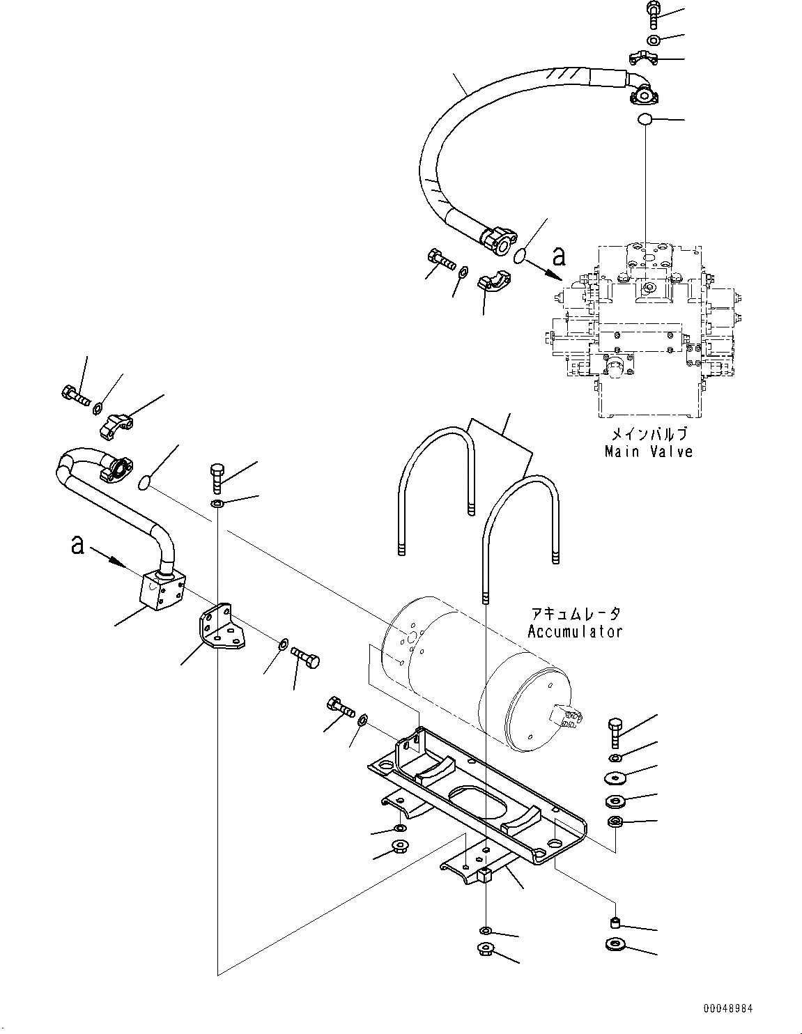 Схема запчастей Komatsu WA500-6R - ГИДРОЛИНИЯ, АККУМУЛЯТОР КРЕПЛЕНИЕ (№-) ГИДРОЛИНИЯ, С 3-Х СЕКЦ. КОНТР. КЛАПАНОМ