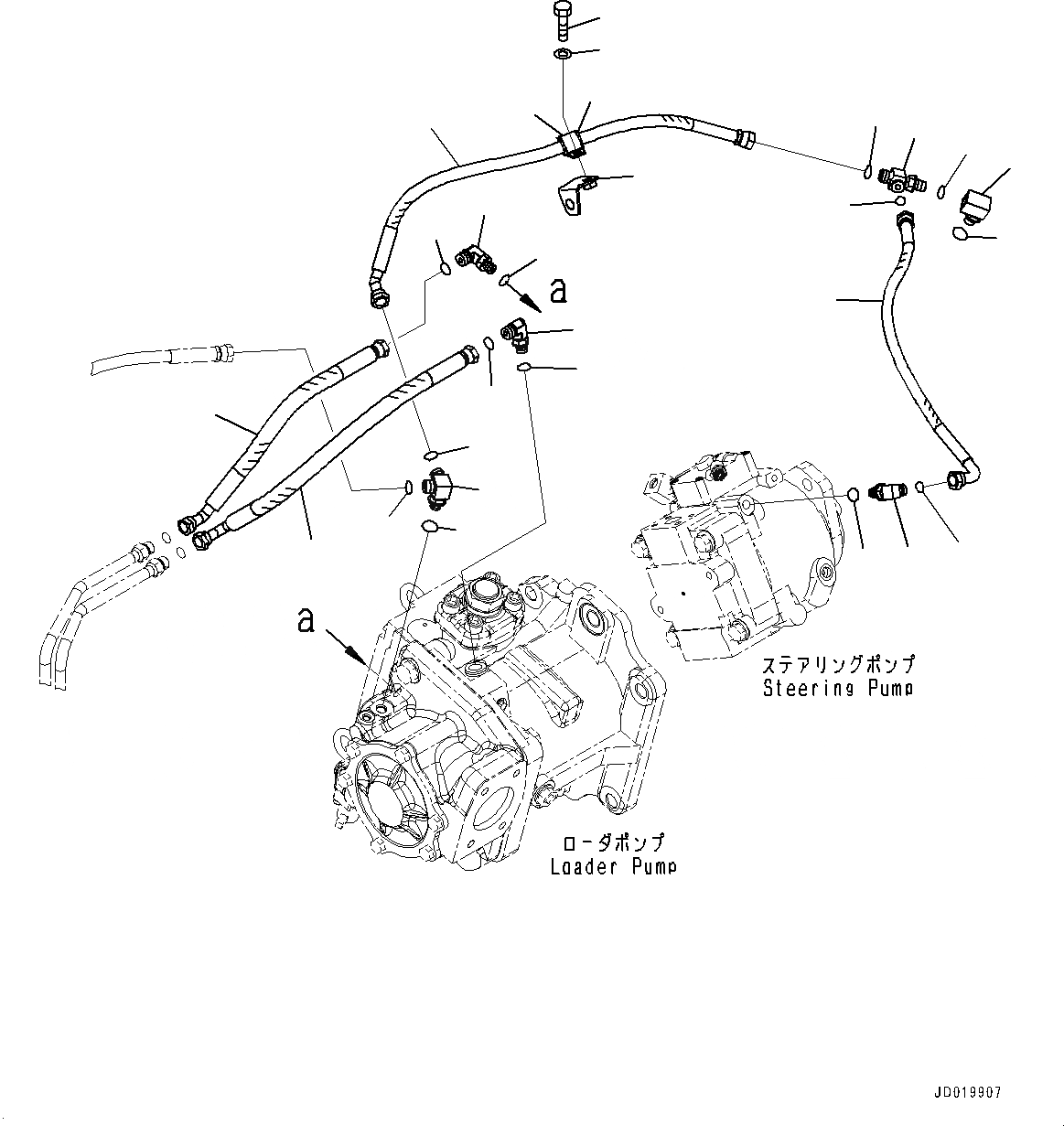 Схема запчастей Komatsu WA500-6R - ГИДРОЛИНИЯ, ГЛАВН. ТРУБЫ, ПОГРУЗ. НАСОС - УПРАВЛЯЮЩ. КЛАПАН (/) (№-) ГИДРОЛИНИЯ, С 3-Х СЕКЦ. КОНТР. КЛАПАНОМ, ТОРМОЗ. МАСЛ. СИСТЕМА ОХЛАЖДЕНИЯ, ПОГРУЗ. METER