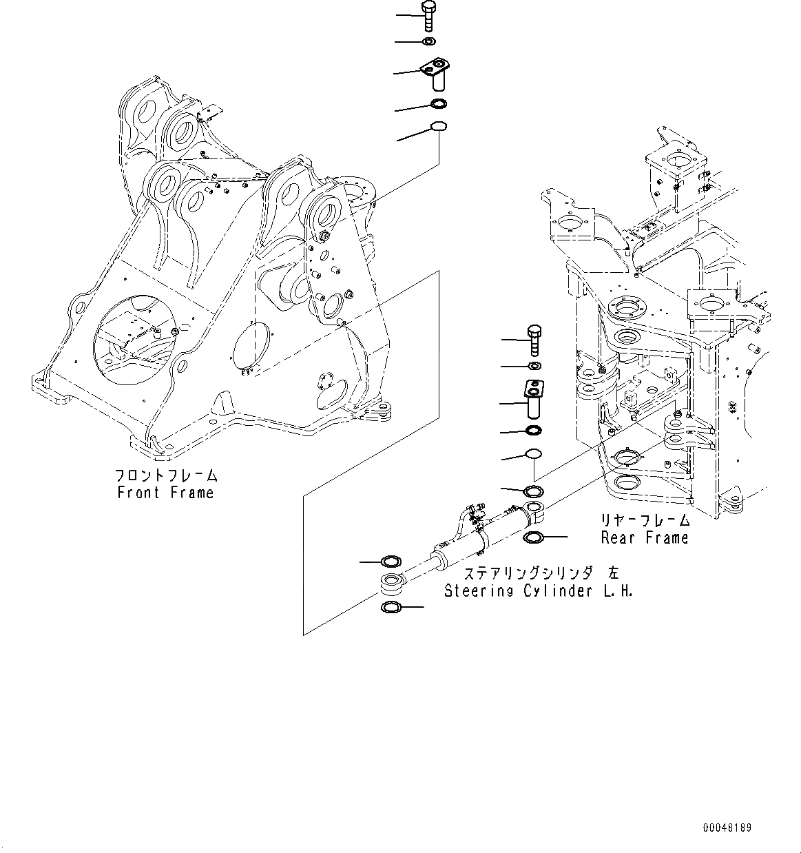 Схема запчастей Komatsu WA500-6R - ЦИЛИНДР РУЛЕВ. УПР-Я, КРЕПЛЕНИЕ (№-) ЦИЛИНДР РУЛЕВ. УПР-Я
