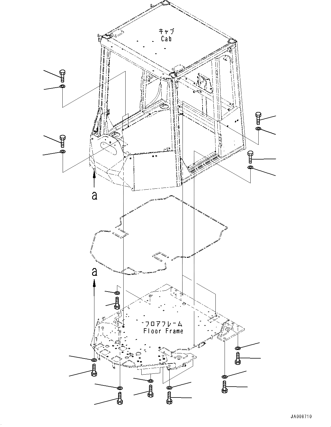 Схема запчастей Komatsu WA500-6R - КАБИНА ROPS, КРЕПЛЕНИЕ ПОЛАING (№-) КАБИНА ROPS, SEPARATE ТИП, ЭКСТРЕНН. ESКРЫШКАE ПРАВ. ДВЕРЬ, РАМА ОКНА