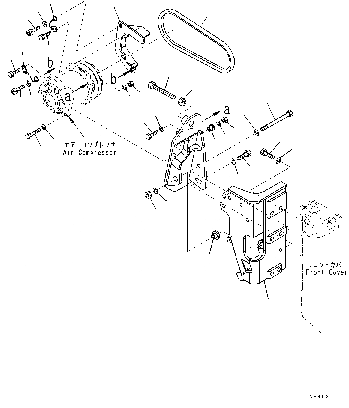Схема запчастей Komatsu WA500-6R - КОНДИЦ. ВОЗДУХА КОМПРЕССОР КРЕПЛЕНИЕ, КОМПРЕССОР КРЕПЛЕНИЕ (№-) КОНДИЦ. ВОЗДУХА КОМПРЕССОР КРЕПЛЕНИЕ, С КОНДИЦИОНЕРОМ