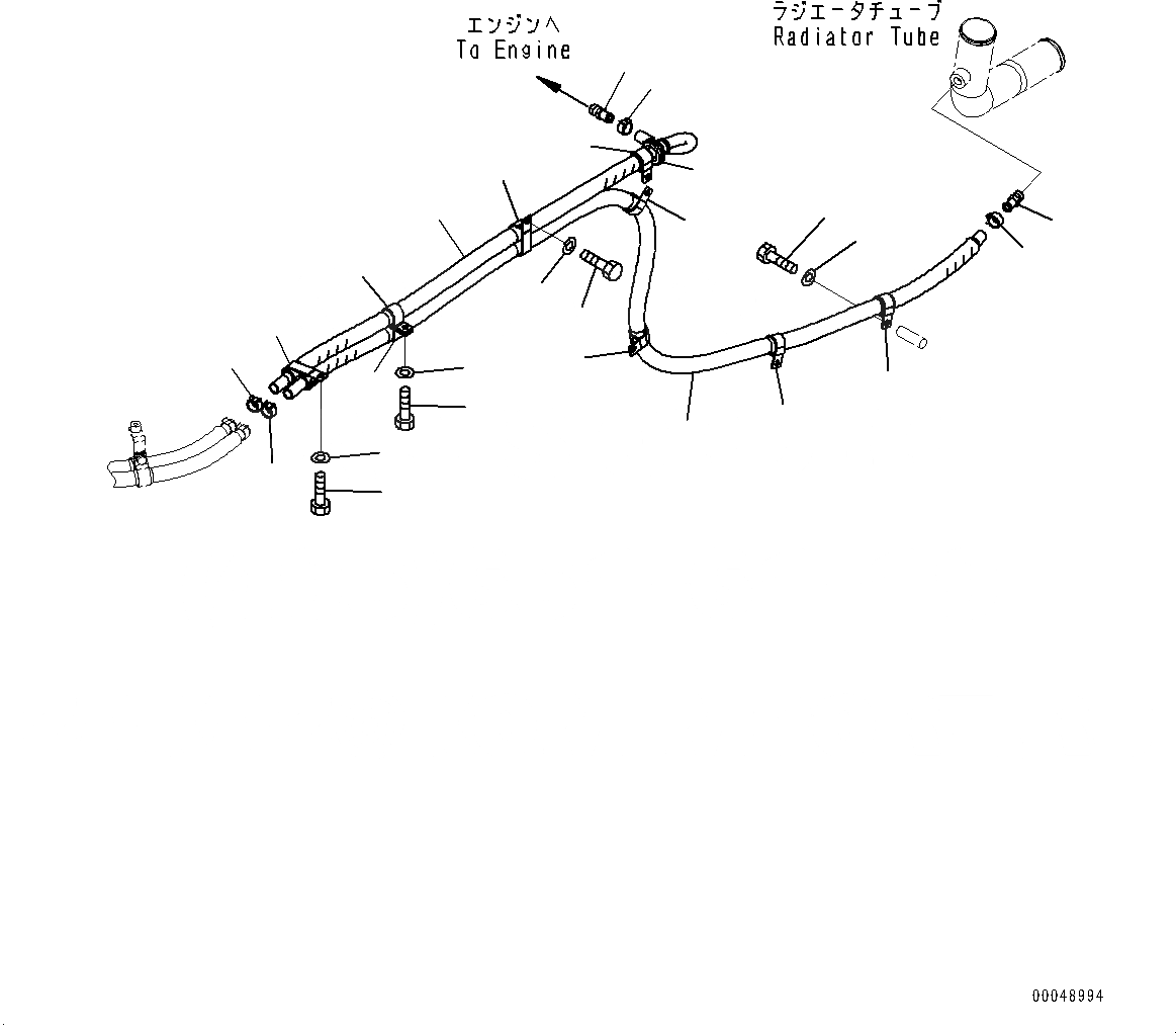 Схема запчастей Komatsu WA500-6R - ГИДР. ПРОВОД. ОБОГРЕВАТЕЛЯ (№-) ГИДР. ПРОВОД. ОБОГРЕВАТЕЛЯ