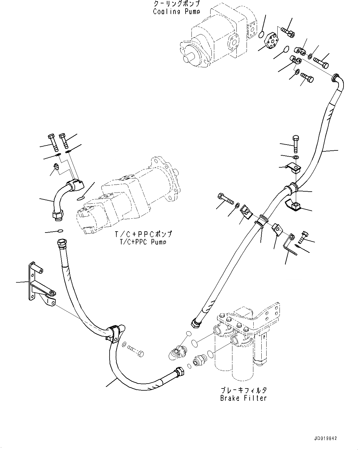 Схема запчастей Komatsu WA500-6R - ТОРМОЗНАЯ ГИДРОЛИНИЯ, ЛИНИЯ ОХЛАЖДЕНИЯ, ЗАДН., НАСОС - ФИЛЬТР. (№-) ТОРМОЗНАЯ ГИДРОЛИНИЯ, С ТОРМОЗ. МАСЛ. СИСТЕМА ОХЛАЖДЕНИЯ