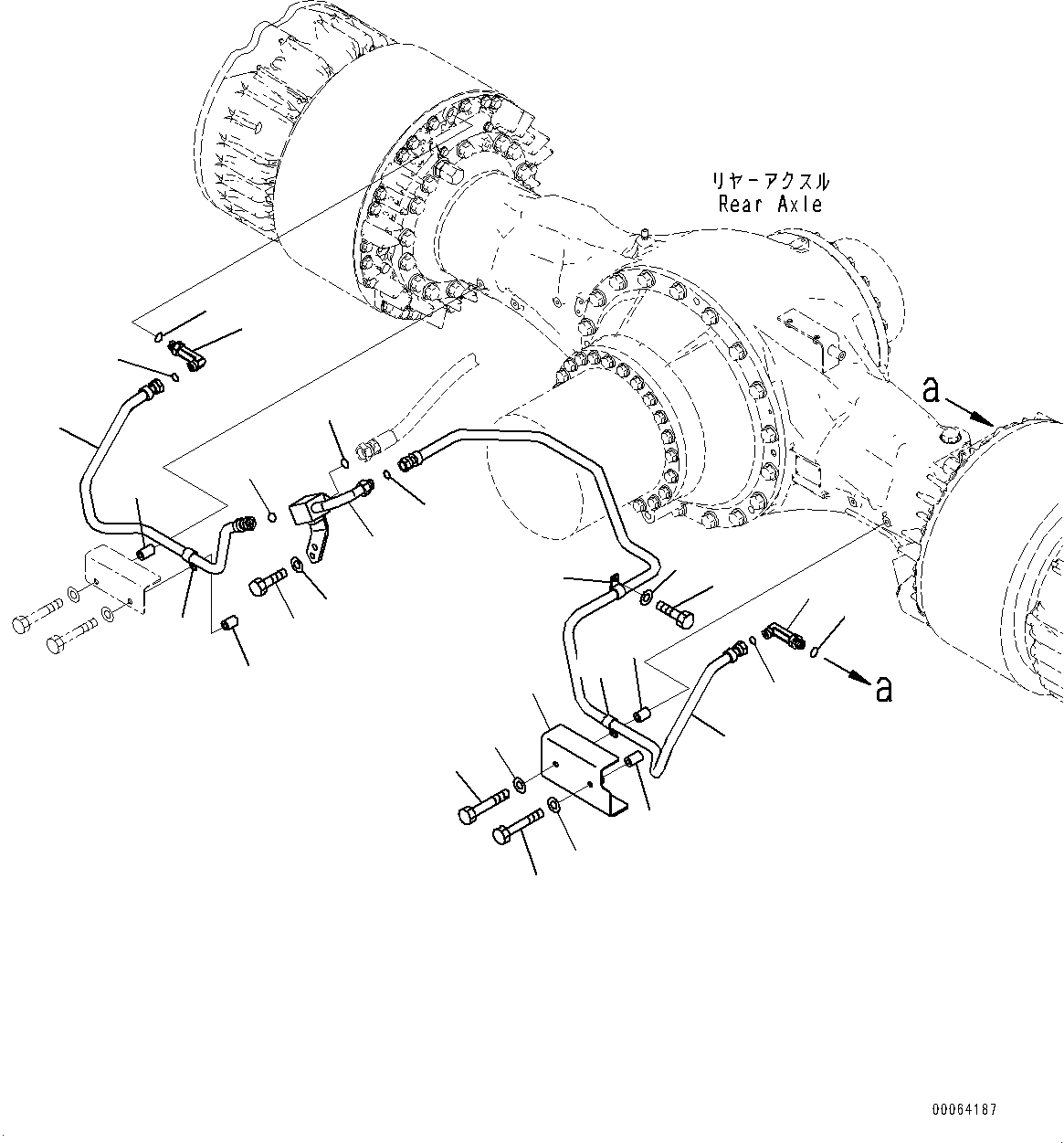 Схема запчастей Komatsu WA500-6R - ТОРМОЗНАЯ ГИДРОЛИНИЯ, ЛИНИЯ ОХЛАЖДЕНИЯ, ЗАДН. МОСТ (/) (№-) ТОРМОЗНАЯ ГИДРОЛИНИЯ, С ТОРМОЗ. МАСЛ. СИСТЕМА ОХЛАЖДЕНИЯ