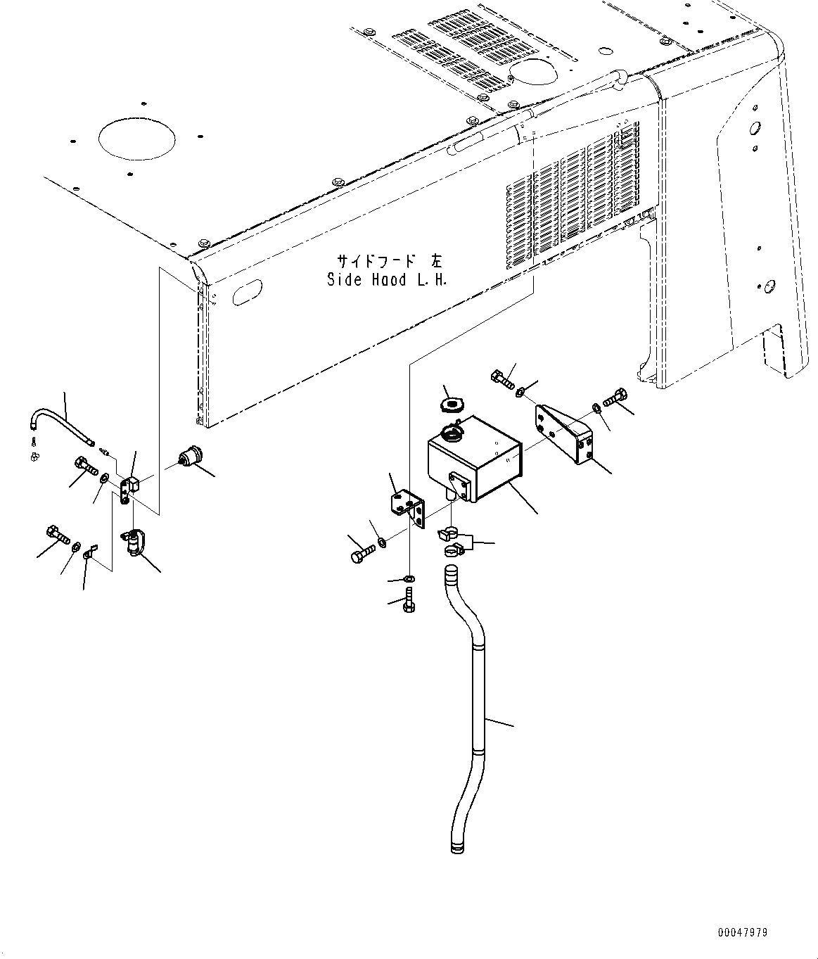 Схема запчастей Komatsu WA500-6R - ДВЕРЦЫ КАПОТА, ИНДИКАТОР ПЫЛИ И SUB-БАК (№-) ДВЕРЦЫ КАПОТА, БЕЗ ЭКСТРЕНН. РУЛЕВ. УПРАВЛЕНИЕ, АВТОМАТИЧ. УПРАВЛ-Е ТИП