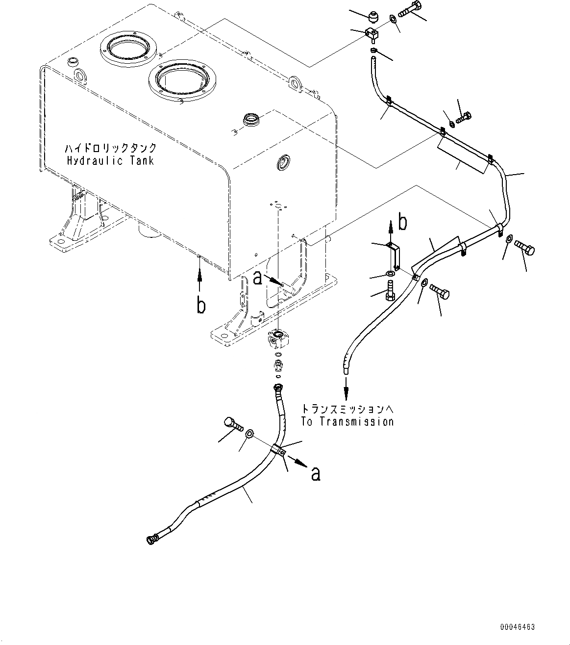 Схема запчастей Komatsu WA500-6R - ДВЕРЦЫ КАПОТА, ГИДР. БАК. ТРУБЫ (/) (№-) ДВЕРЦЫ КАПОТА, БЕЗ ЭКСТРЕНН. РУЛЕВ. УПРАВЛЕНИЕ, АВТОМАТИЧ. УПРАВЛ-Е ТИП