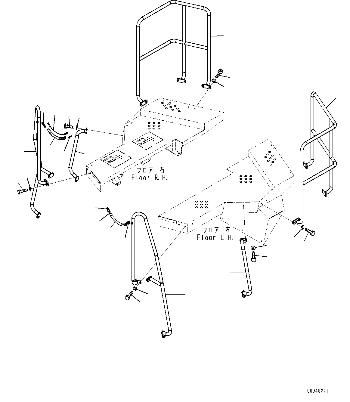 Схема запчастей Komatsu WA500-6R - ПОРУЧНИ(№-) HANDRAIL