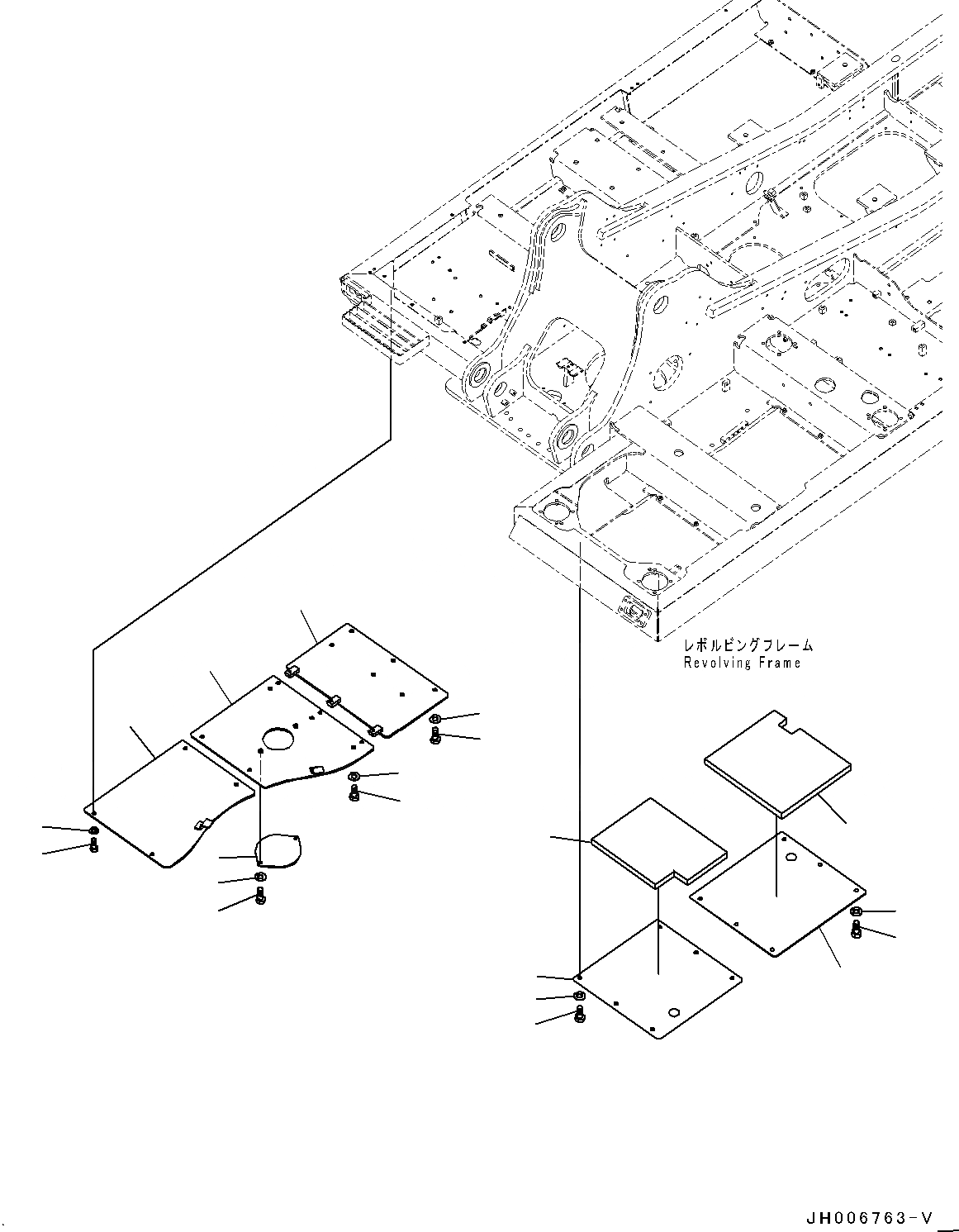 Схема запчастей Komatsu PC200-8 - НИЖН. КРЫШКА, (/) (№7-) НИЖН. КРЫШКА, ДЛЯ KAL