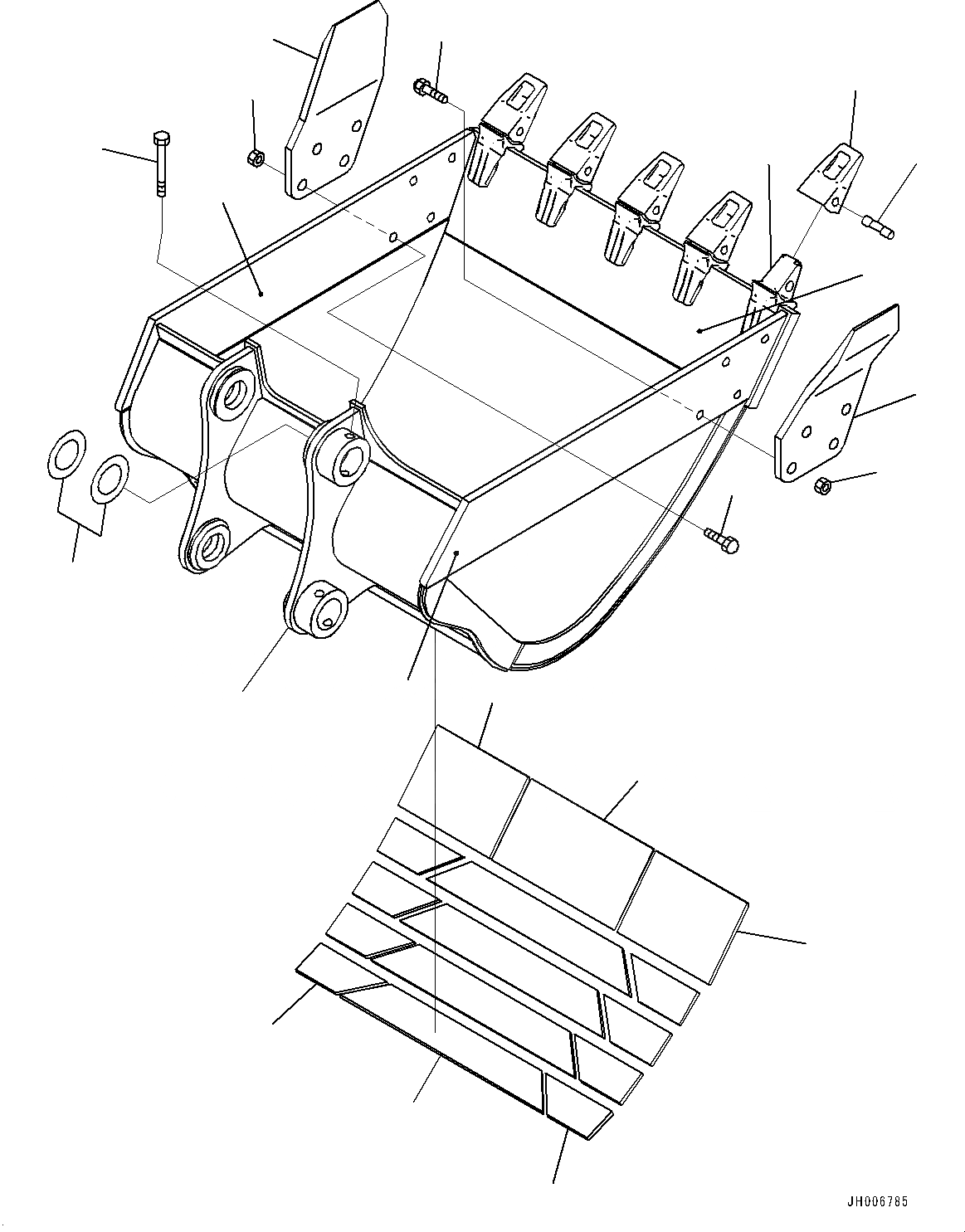 Схема запчастей Komatsu PC200-8 - ME КОВШ (№-) ME КОВШ, .9M, MM ШИР., ГОРИЗОНТАЛЬН. ПАЛЕЦ, БОКОРЕЗЫ