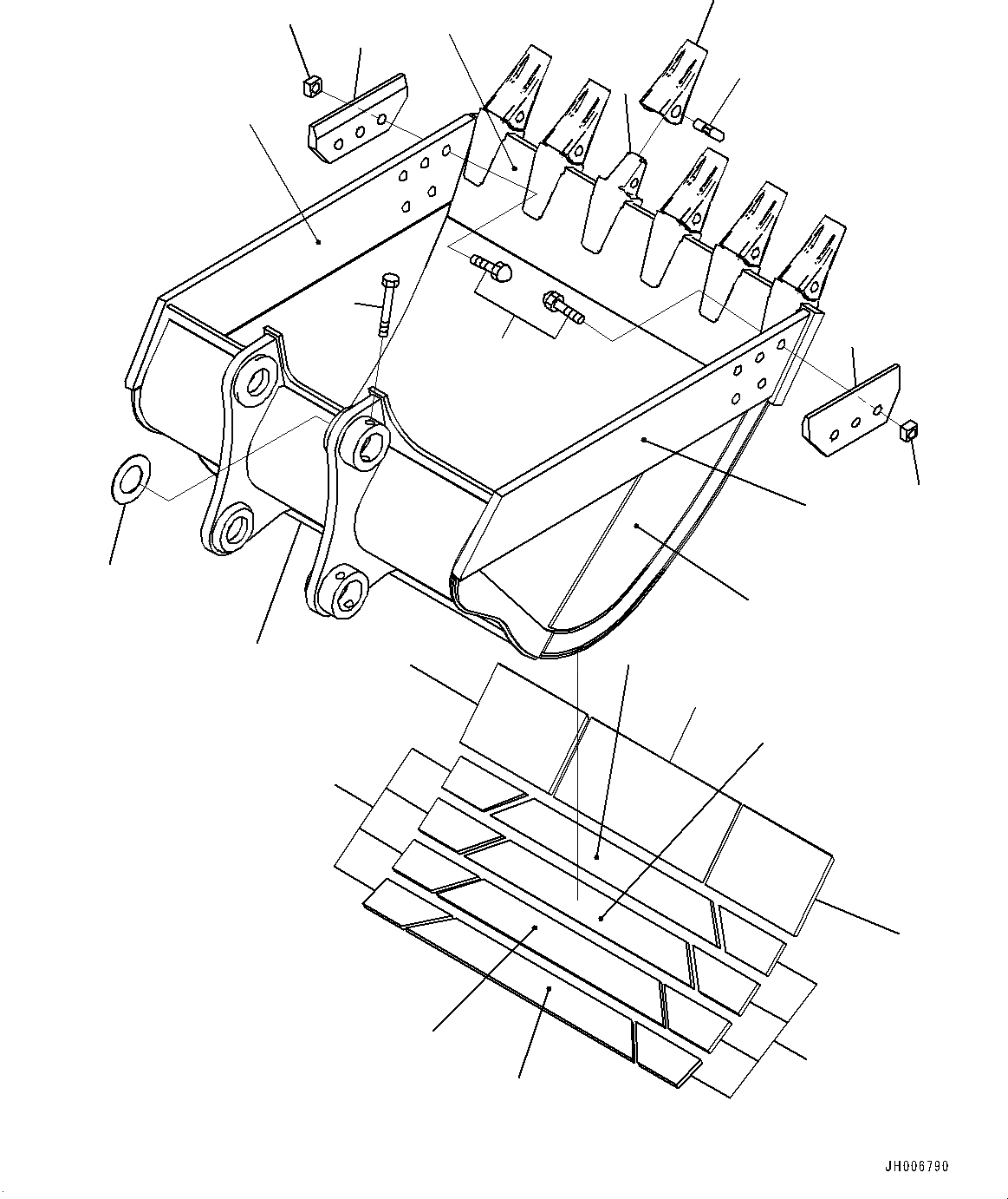 Схема запчастей Komatsu PC200-8 - ME КОВШ (№-) ME КОВШ, .M, MM ШИР., ГОРИЗОНТАЛЬН. ПАЛЕЦ, БОКОРЕЗЫ