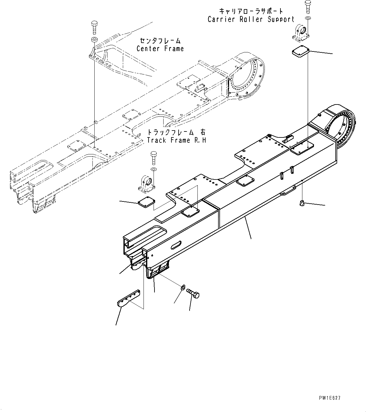 Схема запчастей Komatsu PC1250LC-8 - ГУСЕНИЧНАЯ РАМА, ЛЕВ. (№8-) ГУСЕНИЧНАЯ РАМА, С ЗАЩИТА ОПОРНЫХ КАТКОВ