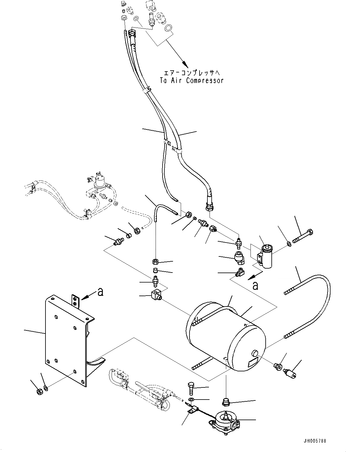 Схема запчастей Komatsu PC1250-8 - ВОЗД. СИСТЕМА, ВОЗД. БАЛЛОН (№8-) ВОЗД. СИСТЕМА, С АВТОМАТИЧ.-СИСТ. СМАЗКИ СИСТЕМА, ДЛЯ ХОЛОДН. AREA СПЕЦ-ЯIFICATION A (- DEG C), ЕС ARRANGEMENT