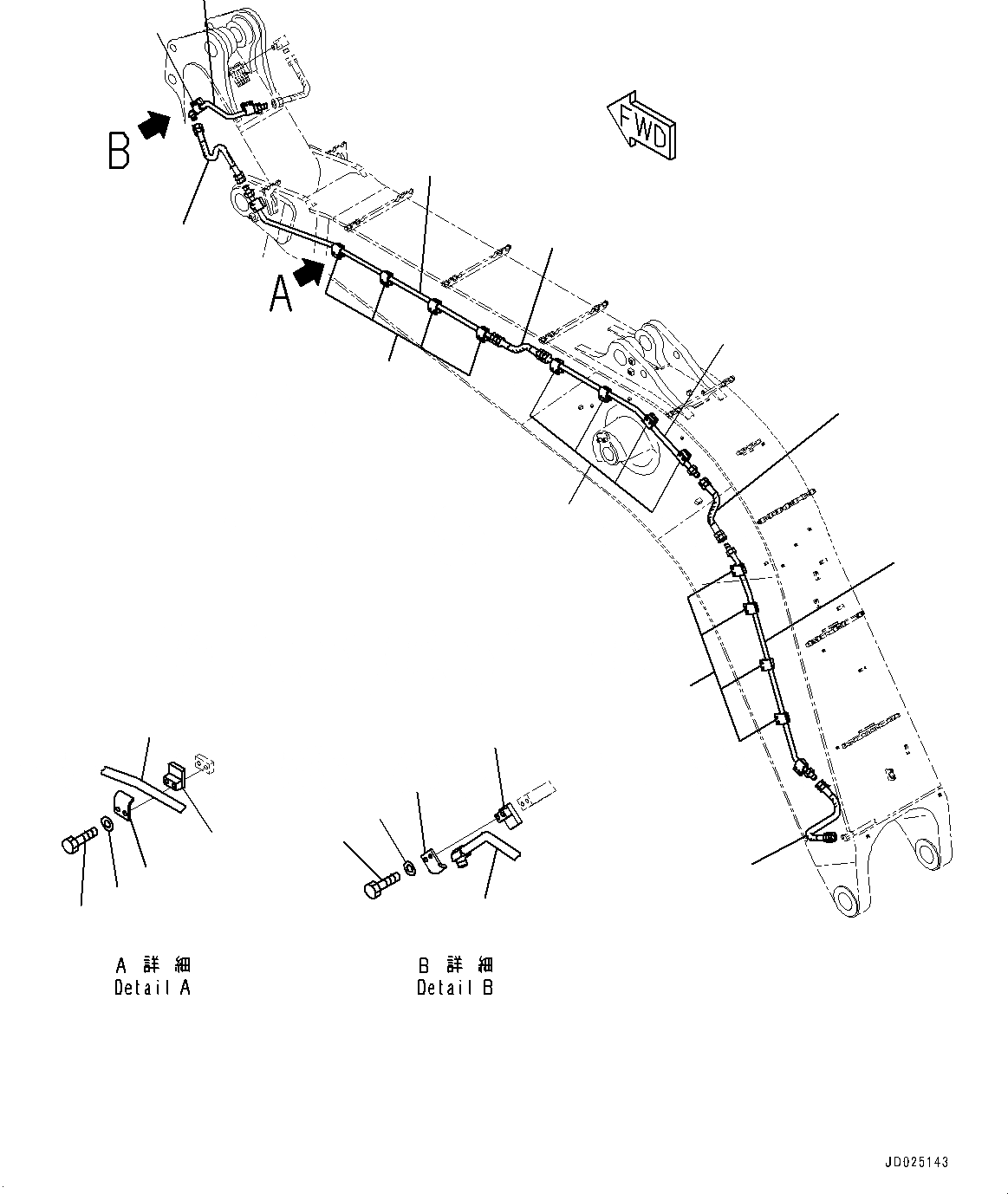 Схема запчастей Komatsu PC1250-8 - АВТОМАТИЧ.-СИСТ. СМАЗКИ СИСТЕМА, СТРЕЛА ОСНОВН. ТРУБЫ (№8-) АВТОМАТИЧ.-СИСТ. СМАЗКИ СИСТЕМА, С MM РУКОЯТЬ