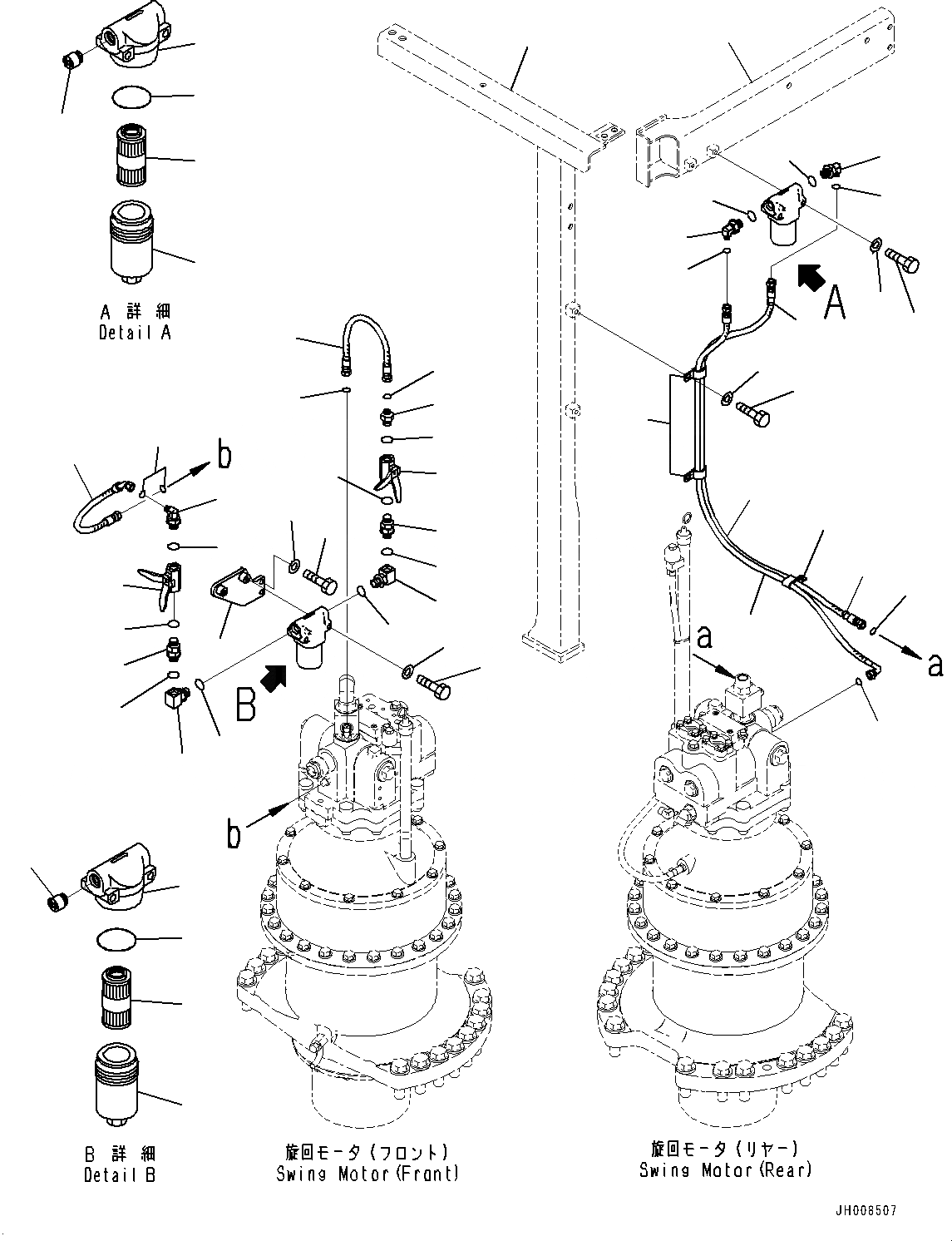 Схема запчастей Komatsu PC1250-8 - ДРЕНАЖН. ТРУБЫ, МОТОР ПОВОРОТА ФИЛЬТР. (№89-) ДРЕНАЖН. ТРУБЫ