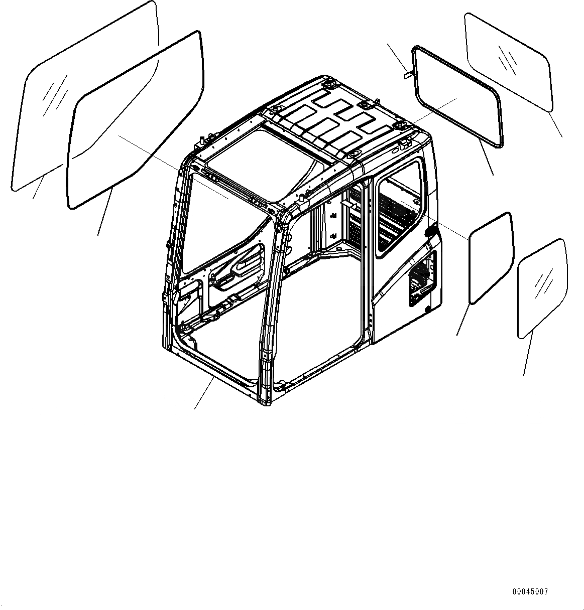 Схема запчастей Komatsu PC1250-8 - КАБИНА, КОРПУС КАБИНЫ И ОКНА (№8-) КАБИНА, С КАБИНОЙ-ПЕРЕДН. ОКНА PULL-UP, VHMS, ORBCOMM