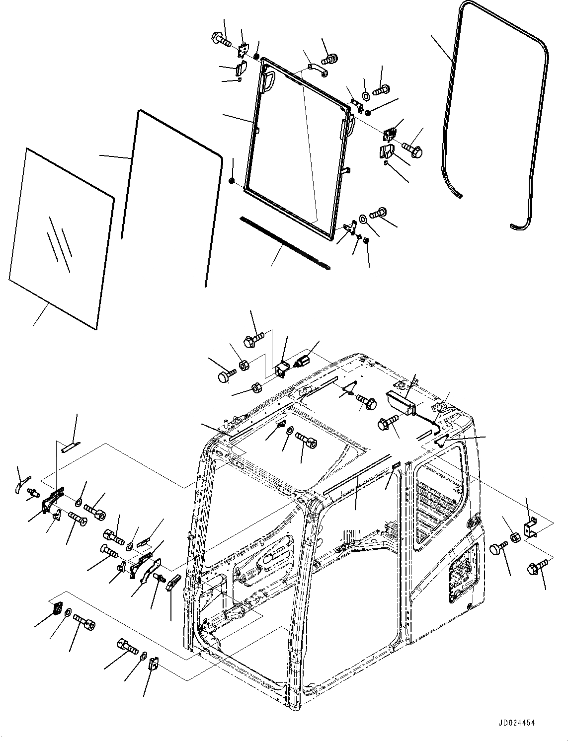 Схема запчастей Komatsu PC1250-8 - КАБИНА, ПЕРЕДН. ОКНА (№8-8) КАБИНА, С КАБИНОЙ-ПЕРЕДН. ОКНА PULL-UP