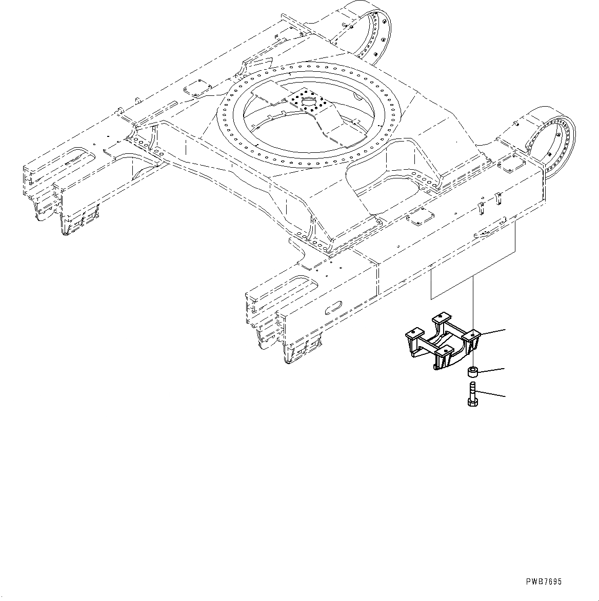 Схема запчастей Komatsu PC1250-8 - ГУСЕНИЧНАЯ РАМА, ПОЛН. ЗАЩИТА КАТКОВ (/) (№8-) ГУСЕНИЧНАЯ РАМА, С RUSTЗАЩИТА SPRING, КОНЕЧНАЯ ЗАЩИТА КАТКОВ