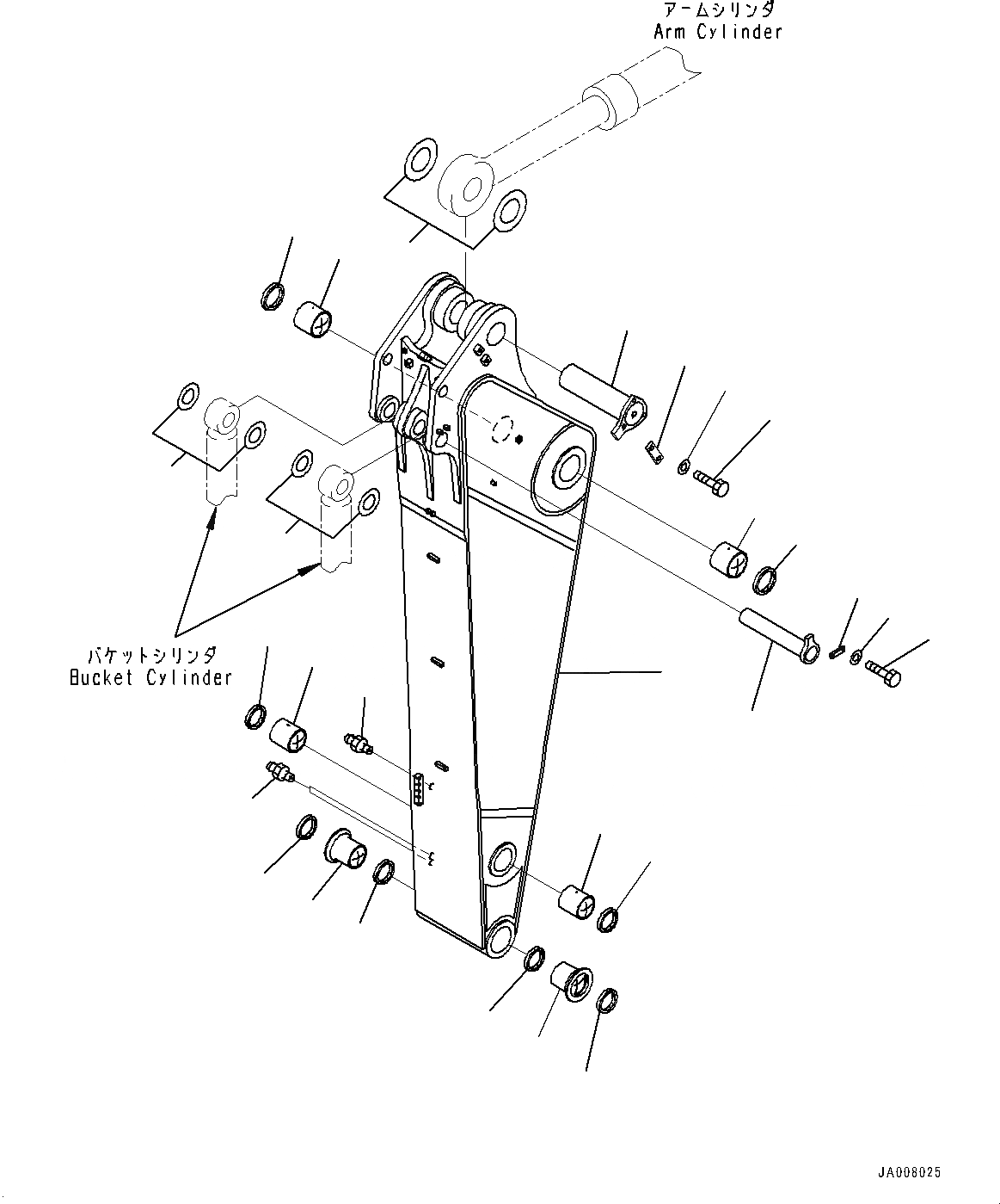 Схема запчастей Komatsu PC1250-8 - РУКОЯТЬ, РУКОЯТЬ И ПАЛЕЦ (№-) РУКОЯТЬ, MM