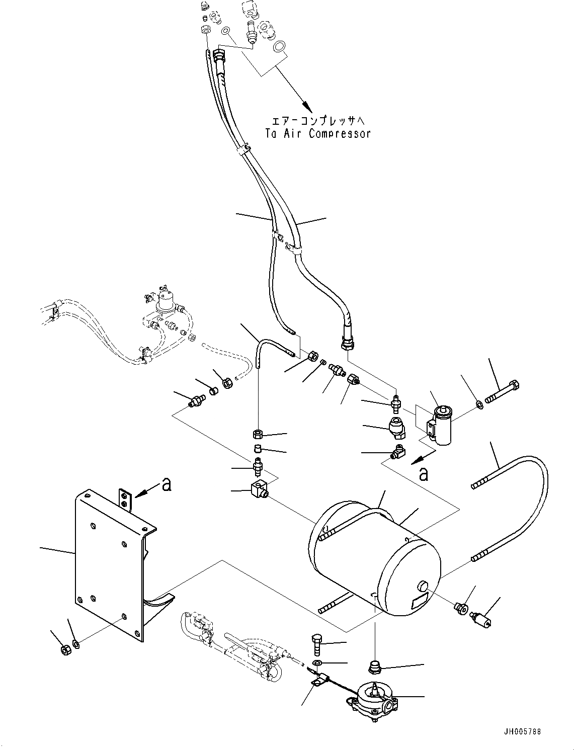 Схема запчастей Komatsu PC1250SP-8 - ВОЗД. СИСТЕМА, ВОЗД. БАЛЛОН (№8-) ВОЗД. СИСТЕМА, ДЛЯ ХОЛОДН. AREA СПЕЦ-ЯIFICATION A (- DEG C)