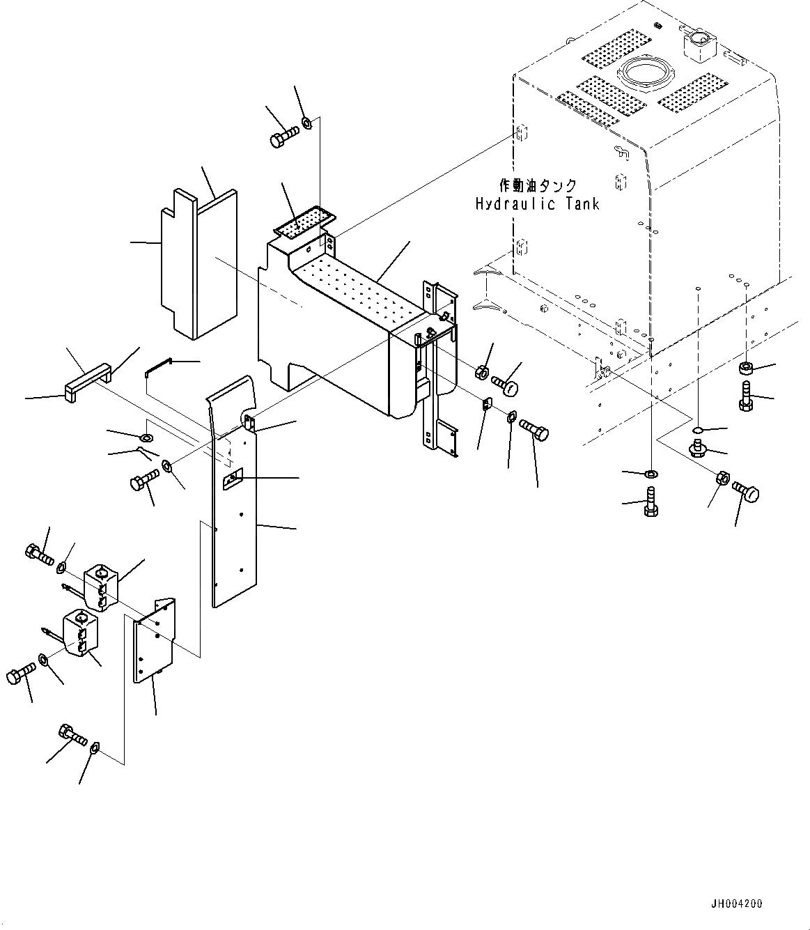 Схема запчастей Komatsu PC1250SP-8 - ГИДР. БАК., БАЧОК ОМЫВАТЕЛЯAND КАБИНА ЗАДН. КРЫШКА (№8-) ГИДР. БАК., ПРЯМАЯ ЛОПАТА CONFIGURATION, ЕС ARRANGEMENT, С VHMS, ORBCOMM