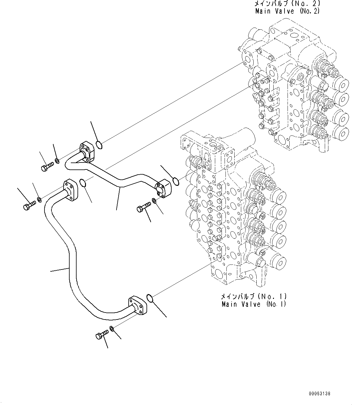 Схема запчастей Komatsu PC1250SP-8 - КЛАПАН ПОДАЮЩ. ТРУБЫ (№8-) КЛАПАН ПОДАЮЩ. ТРУБЫ, ПРЯМ. ХОД